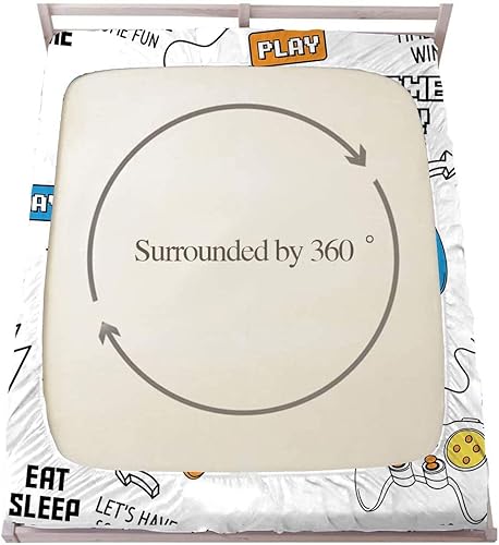 Miniatura 6 de Sábanas de videojuegos tamaño individual, 2 piezas, 1 sábana bajera con 1 funda de almohada, coloridos controladores de juegos, sábanas suaves para