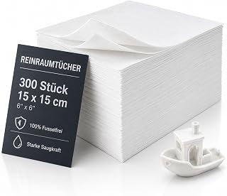ULTECHNOVO 300 Stück Fusselfreie Reinigungstücher 15x15cm, Trockene Staubfreie Wischtücher für 3D Drucker FEP Folie, Kamera Objektiv Optik & Labor