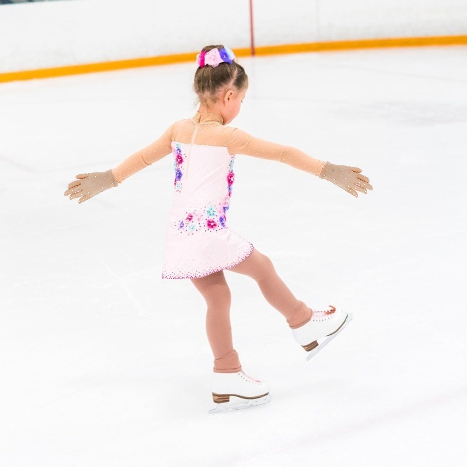 GALPADA Guantes Antideslizantes de Fibra Elástica Protección Térmica y Transpirables Gemas de Imitación para Vestida Patinaje Artistico Niña Ideales para Patinaje sobre Hielo — view 8