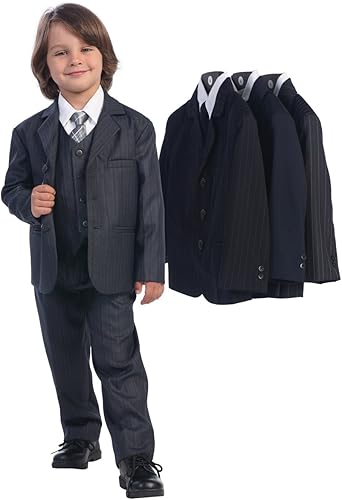 5piezas gris oscuro de tapete de traje con corbata Plata, 12 meses, Gris oscuro