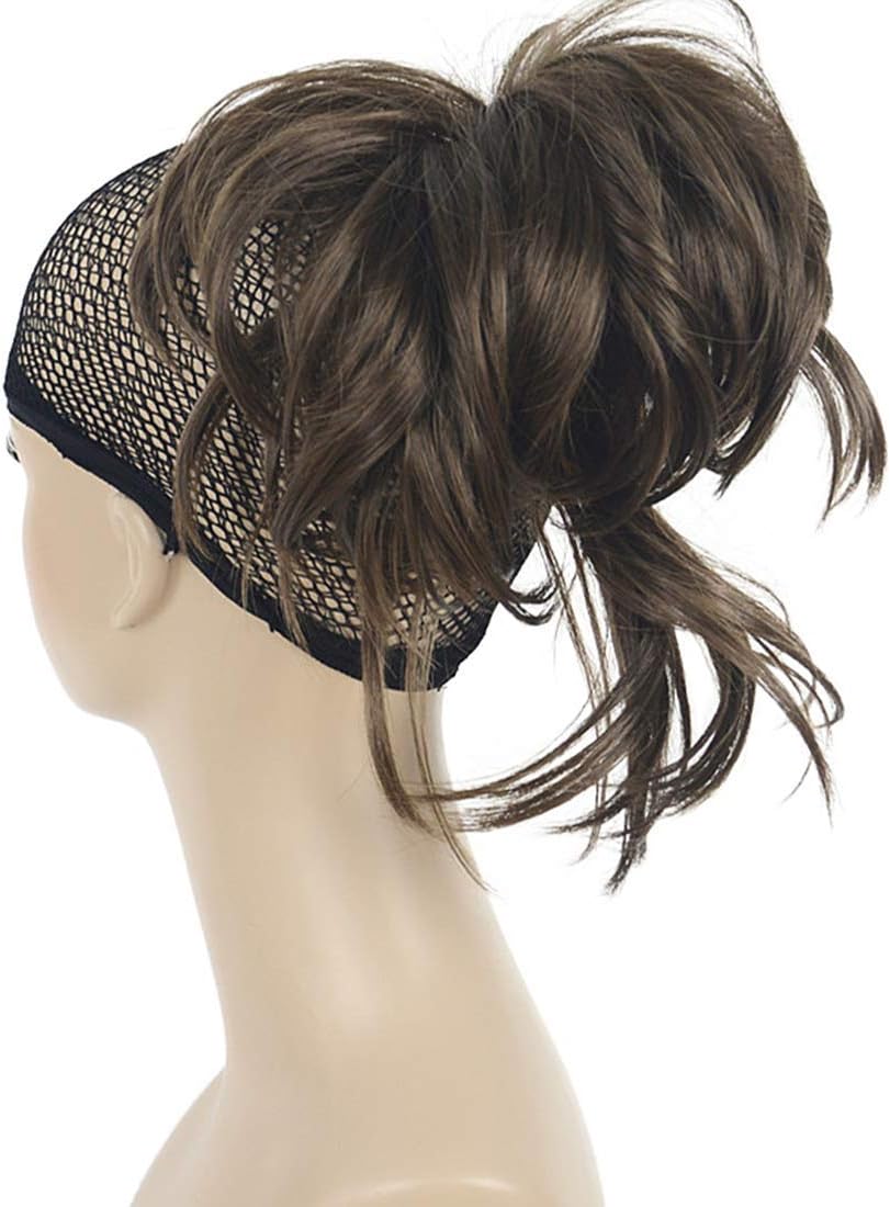 LydellAdjustable Messy Style Ponytail Hair Extension Synthetic Hairpiece with Jaw Claw Medium Golden Brown