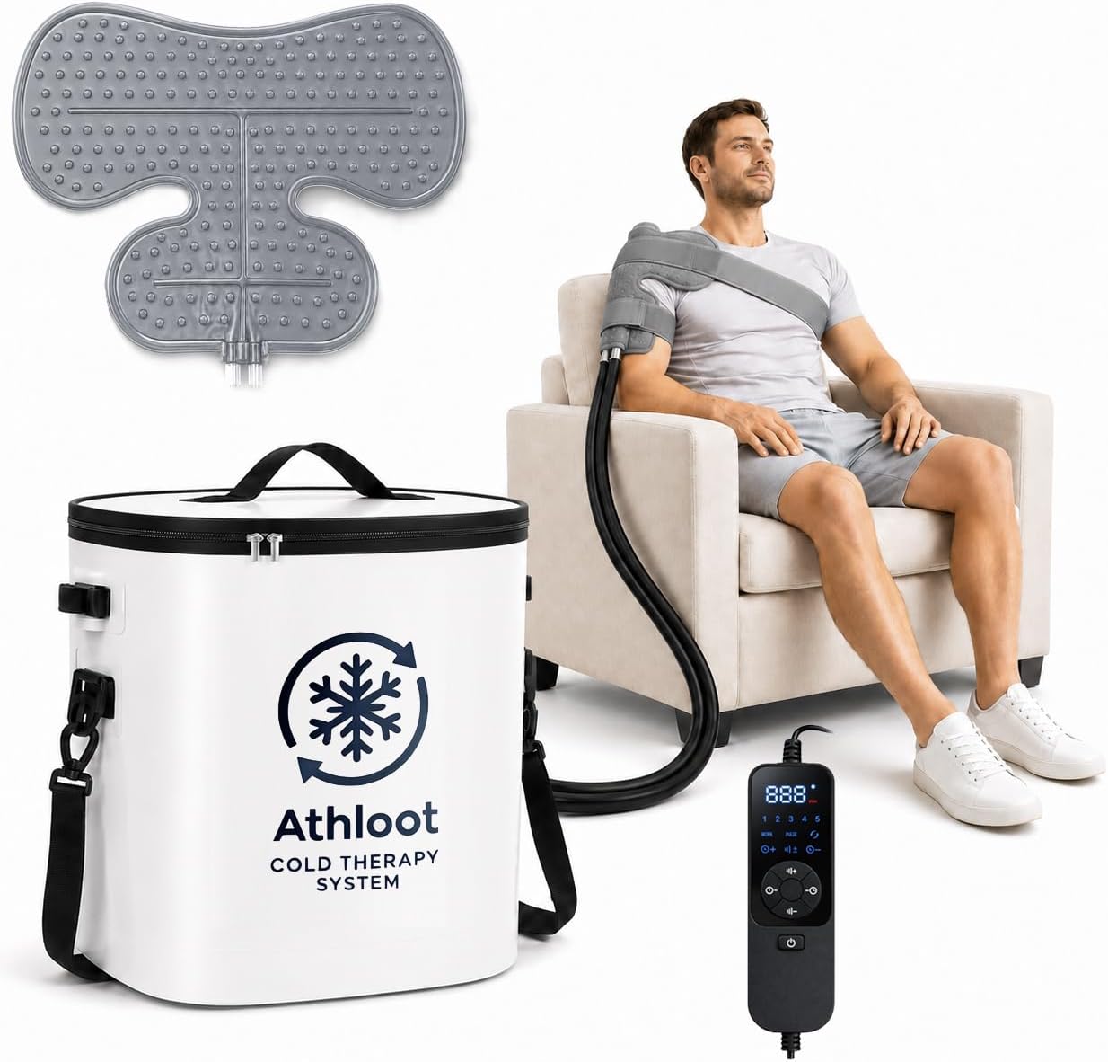 Ice Machine for Shoulder After Surgery – Cold Therapy Machine with Auto Timer, Leak-Proof Reinforced Bucket & Adjustable Flow for Shoulder Recovery and Multi-Joint Use