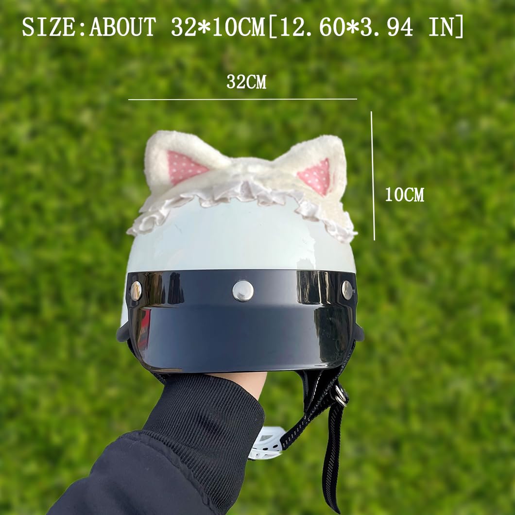 Helmet Cat Ears Cute Helmet Horns Helmet Ears Helmet Accessories for Ski Motorcycle Snowboard Helmet Kids Adults White
