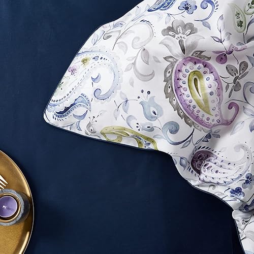 Miniatura 8 de Cupocupa Juego de funda de edredón, tamaño Queen, microfibra, estampado de cachemira blanca, floral bohemio, 3 piezas