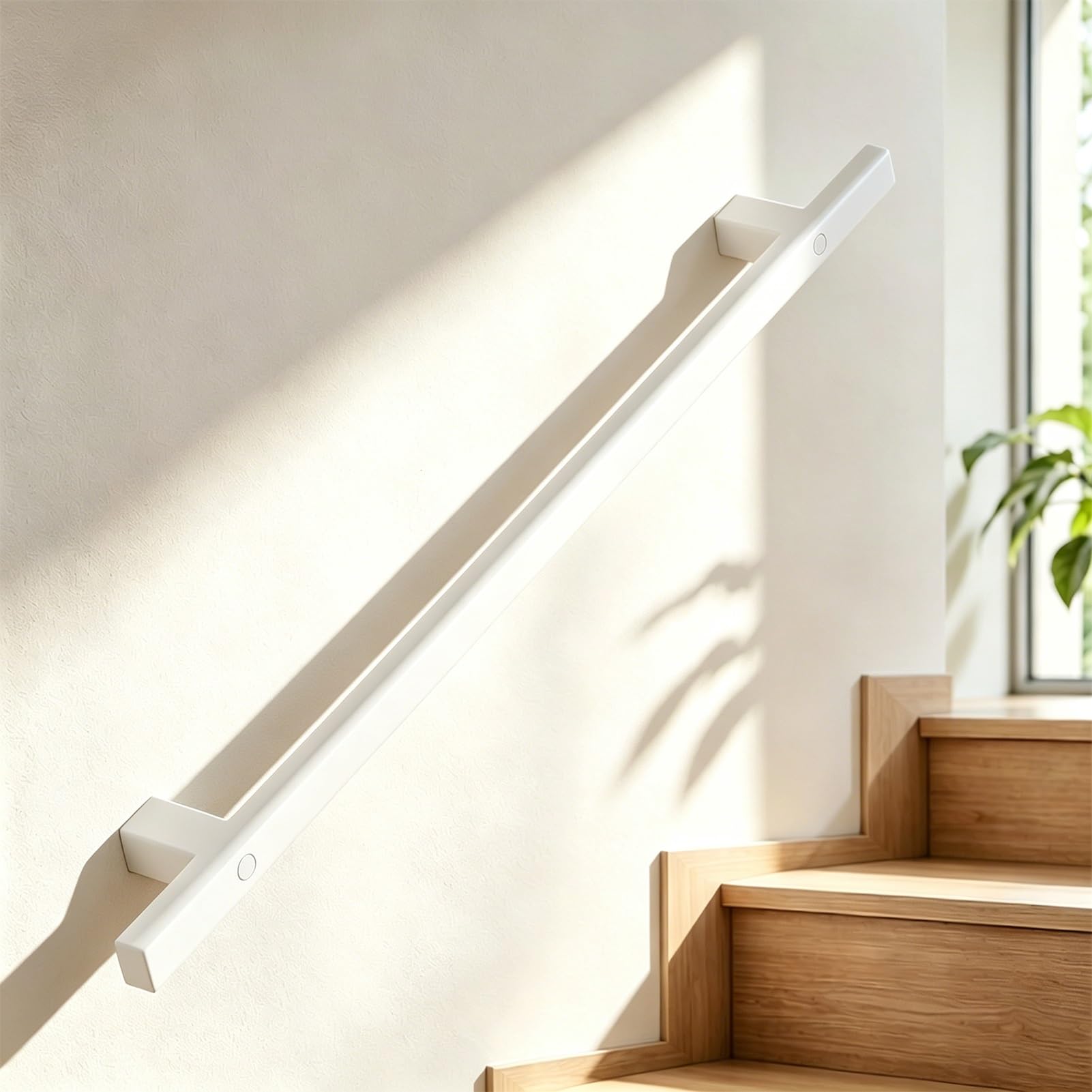 Stair Handrail for Walls, Modern Home Decoration Stairs Railing Indoor Outdoor Non-Slip Grab Bar Industrial White Metal Pipe Banister Handrails(12ft/360cm)