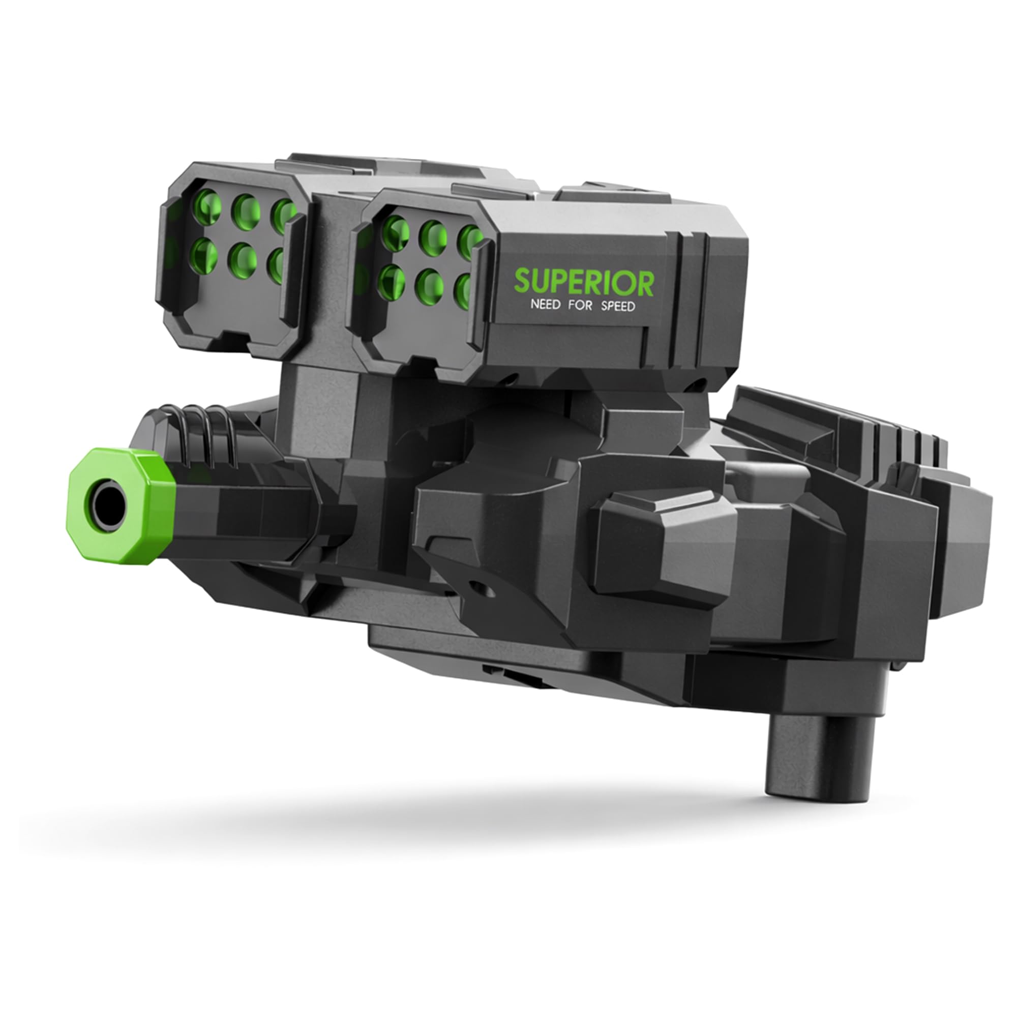Green RC Tank Launcher Module Replacement, Soft Foam Dart Launcher Head Attachment, Remote Control Toy Vehicle Replacement Part, Kids RC Tank Accessory Spare Part