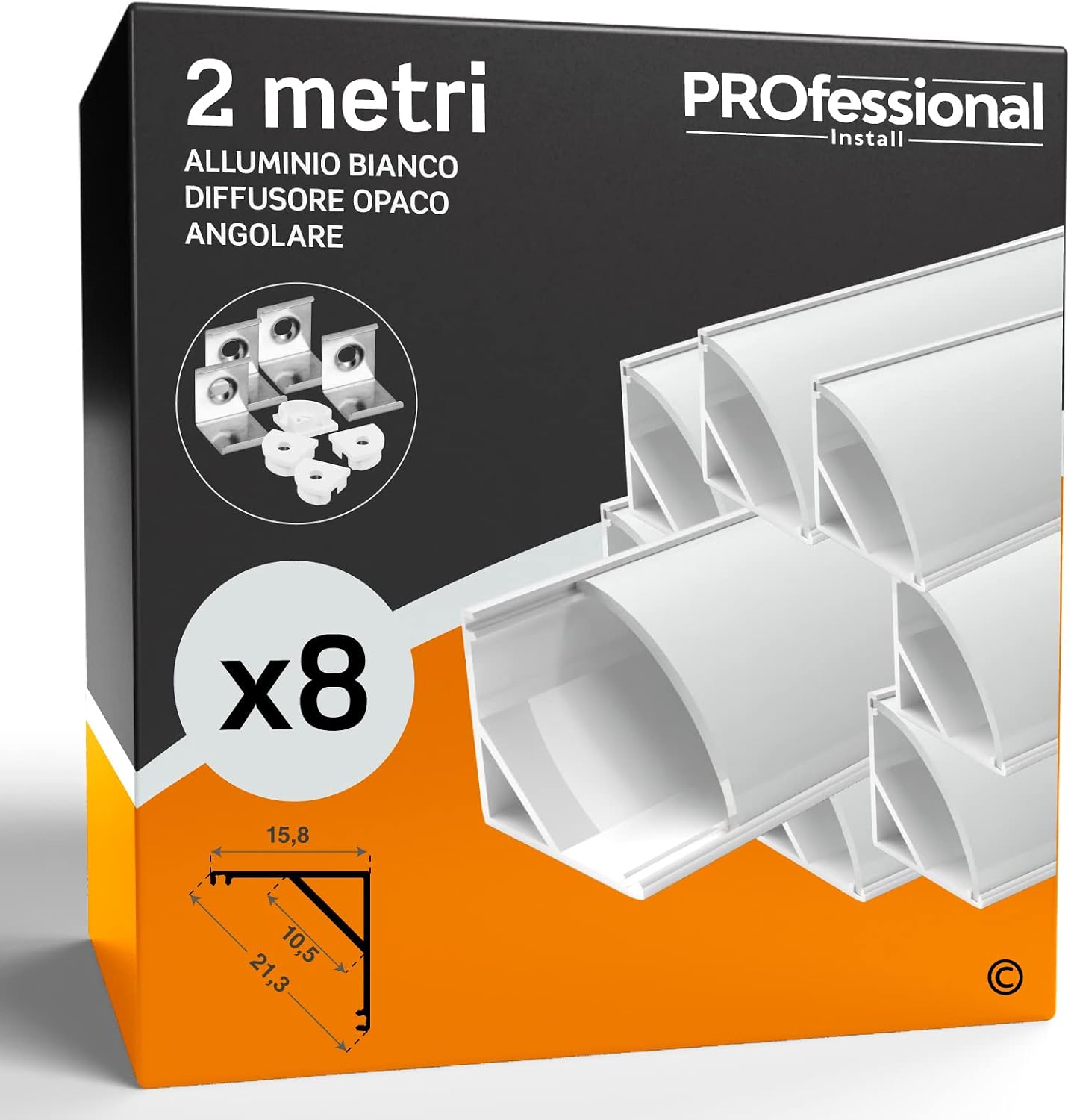 2x Protesi Dentali Angolate Anatomiche Concave 15° Collegamento