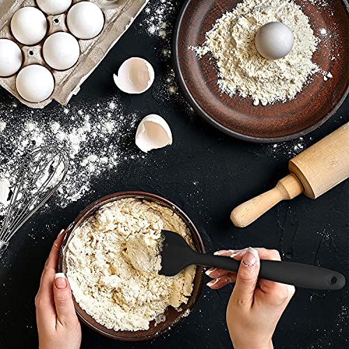 Image of Baskety Silicone Spatula 3-Piece Set, High Heat-Resistant (UP to 480F), Non-Stick Spatulas with Stainless Steel Core Mixing Cooking & Baking Black