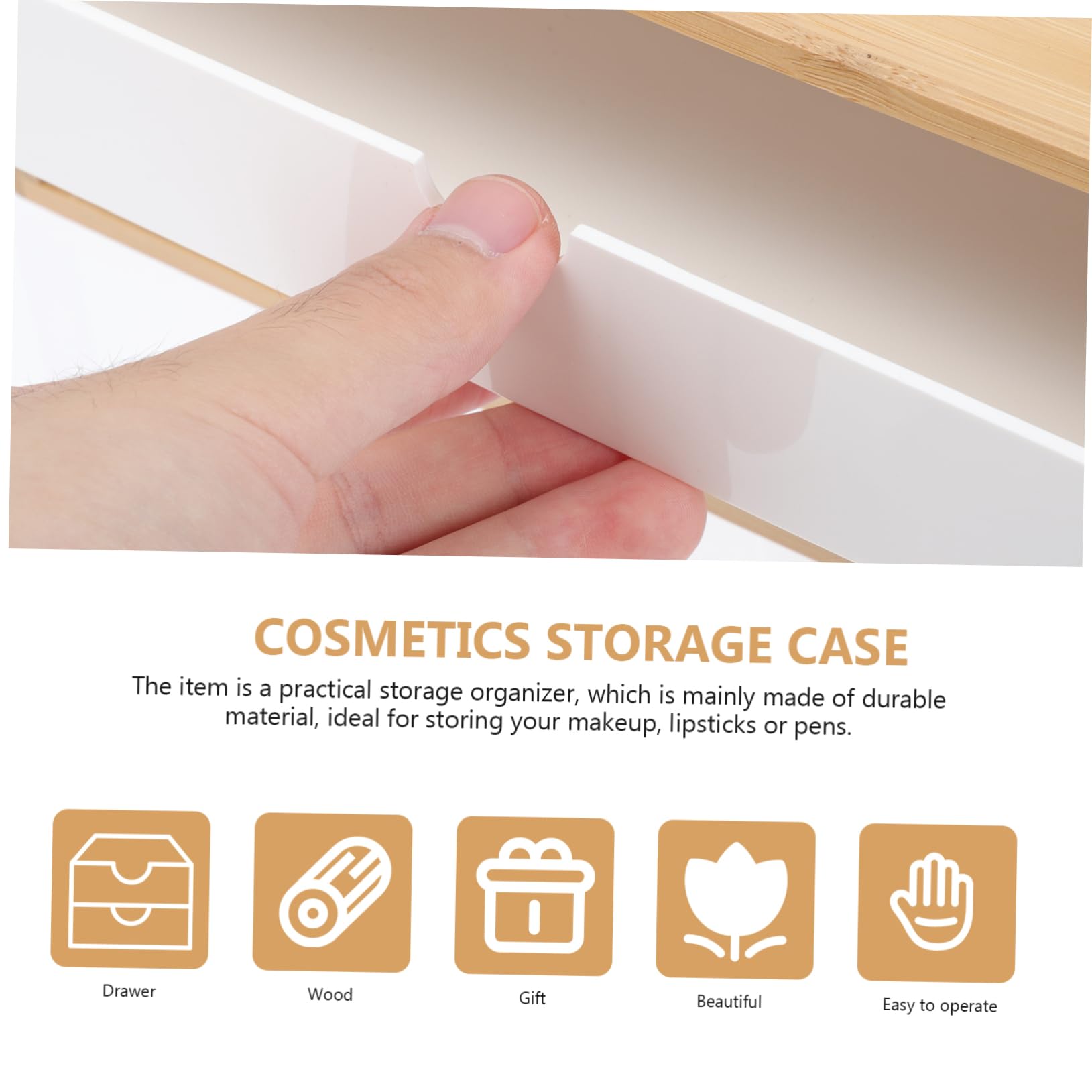 Caja de Almacenamiento Compartimentos Separados para Escritorio de Bambú y Abs Organizador Ecológico y Apilable para Maquillaje para Productos de Cuidado