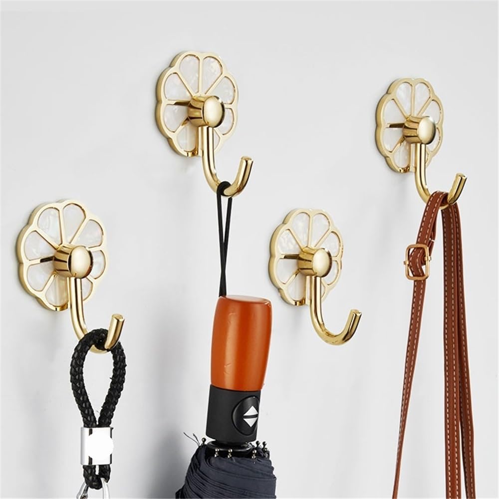 Perchero de Pared 5 Ganchos metálicos sin Perforaciones for Abrigos, Multiusos, for Llaves, Toallas, Bolsos, Tazas y Sombreros. Colgador de Pared para Ropa(Gold)
