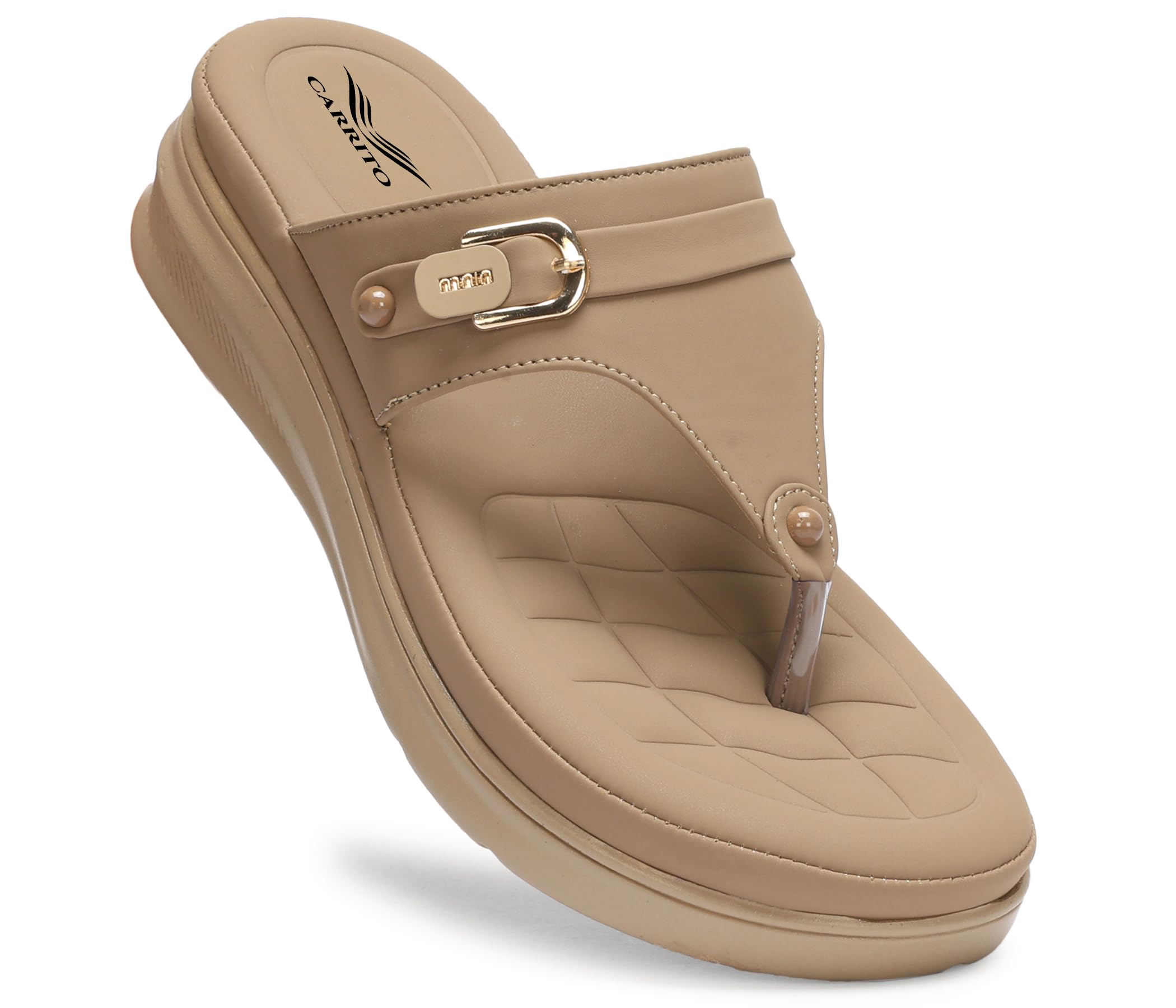 Carrito Women Wedge Heels Thong Sandals Chiku - Image 1