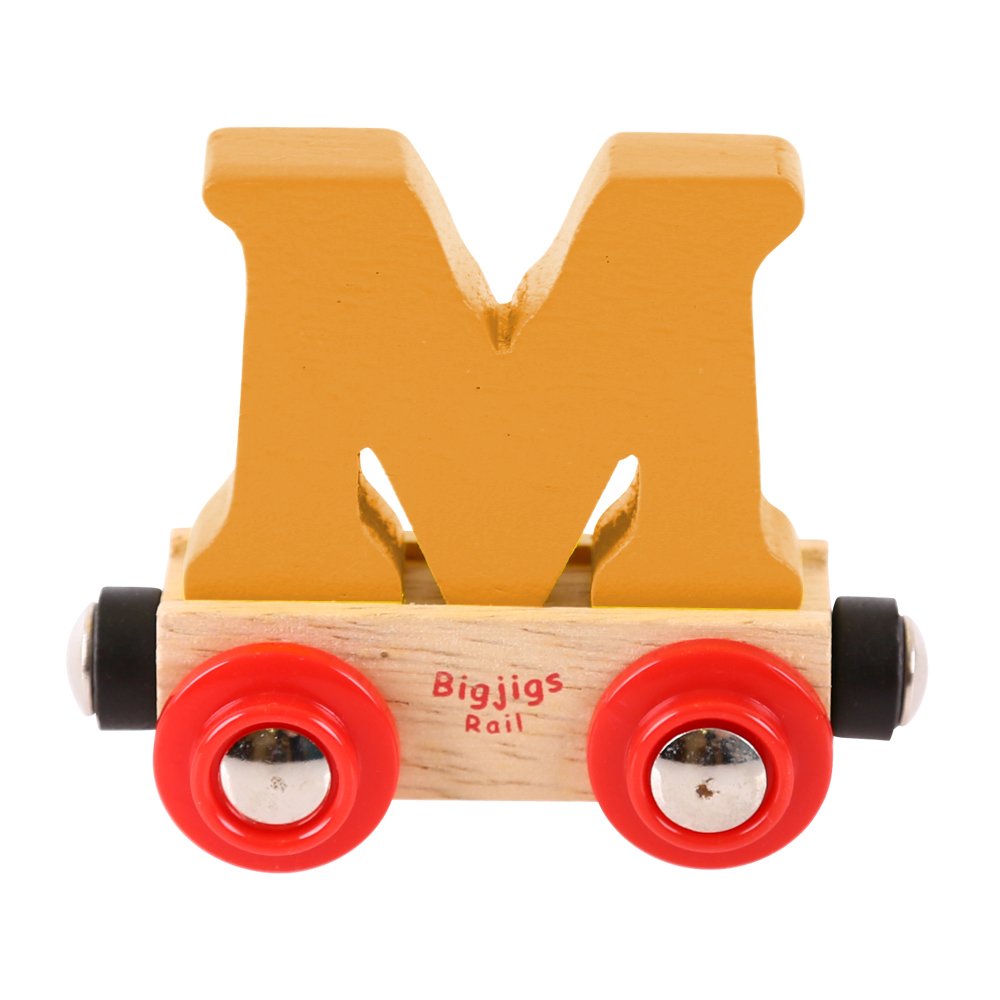 Bigjigs Rail Rail Name Letter M (Orange) - Other Major Wooden Rail Brands are Compatible โ image 1