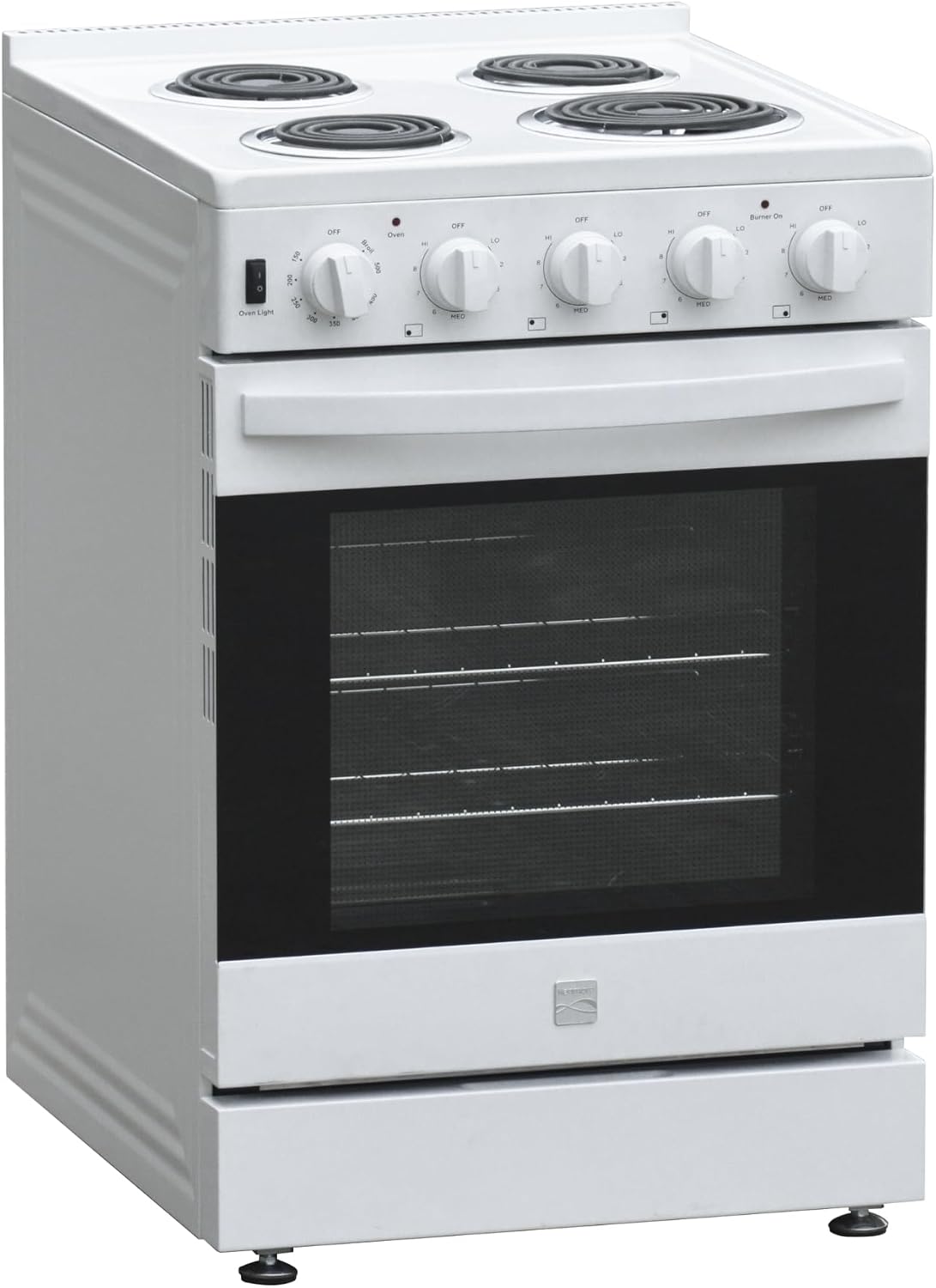 Kenmore 30-Inch Freestanding Electric Range, 5.0 Cu. Ft. Convection Oven, 4 Coil Burners, Rear LED Touch Controls, Steam & Manual Clean, Storage Drawer, White