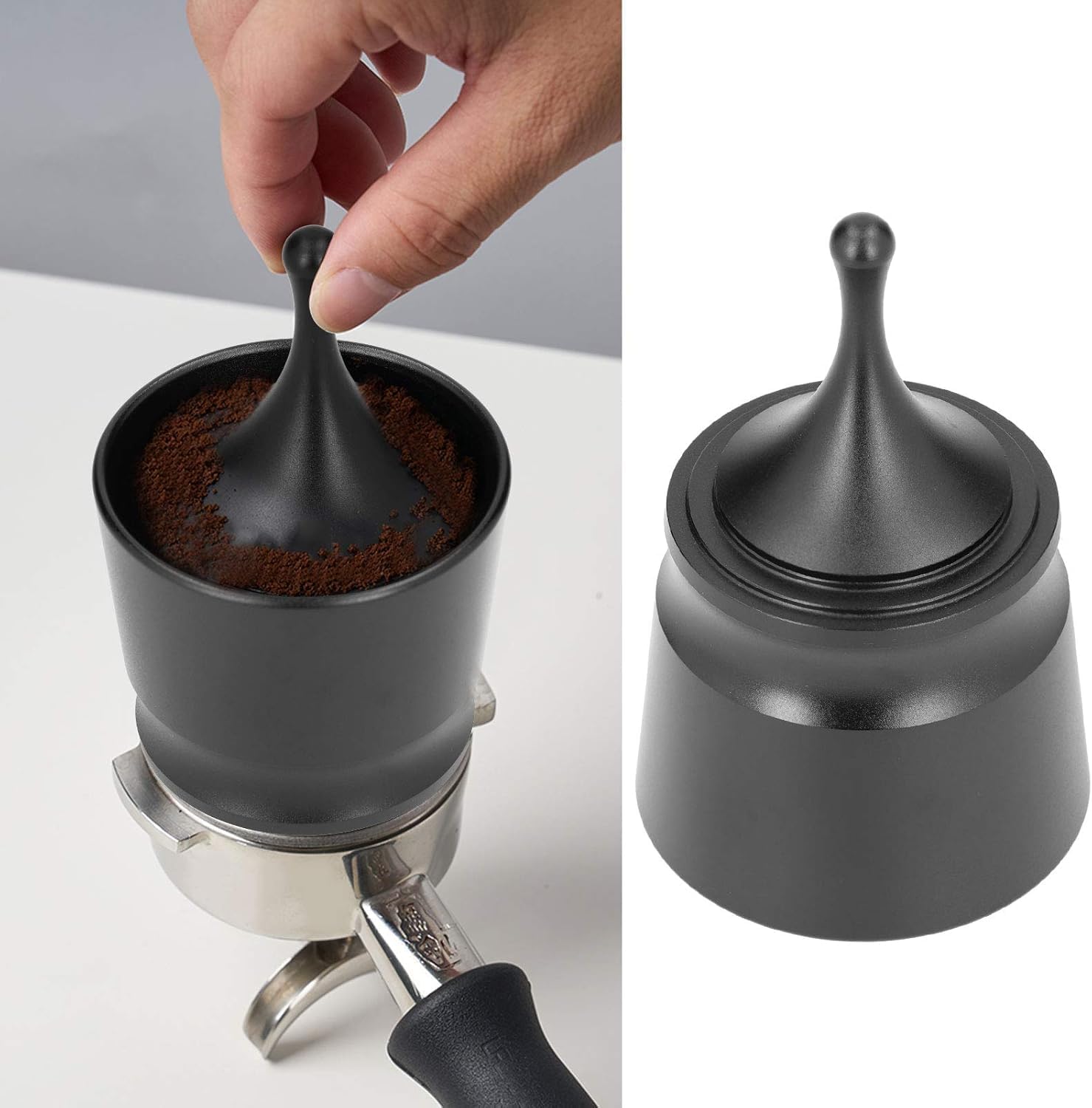 Coffee Dosing Cup, Espresso Dosing Cup, Coffee Dosing Ring Powder Receiver Container, Dosing Rings Press Aluminum Alloy Anti Flying Coffee Powder Picker Coffee Accessories 58mm(black) image 5