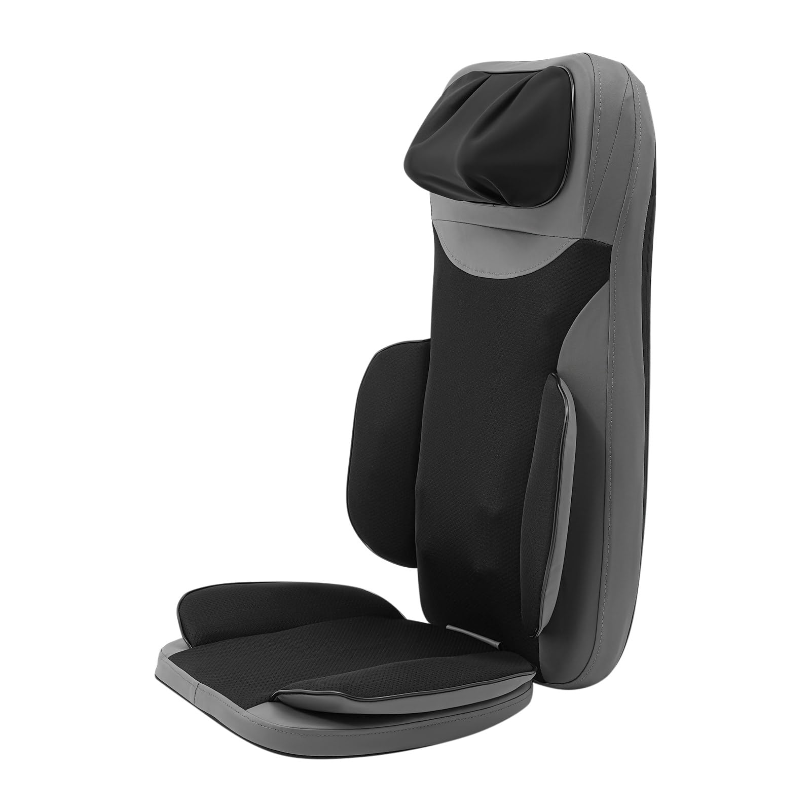 Massagesitzauflage mit Wärmefunktion und Vibration, 5-in-1 Rückenmassagegerät für Sessel, Bürostuhl und Auto, 3D-Shiatsu-Köpfe, 5 Modi, 3 Intensitäten, Inkl. Fernbedienung & Adapter