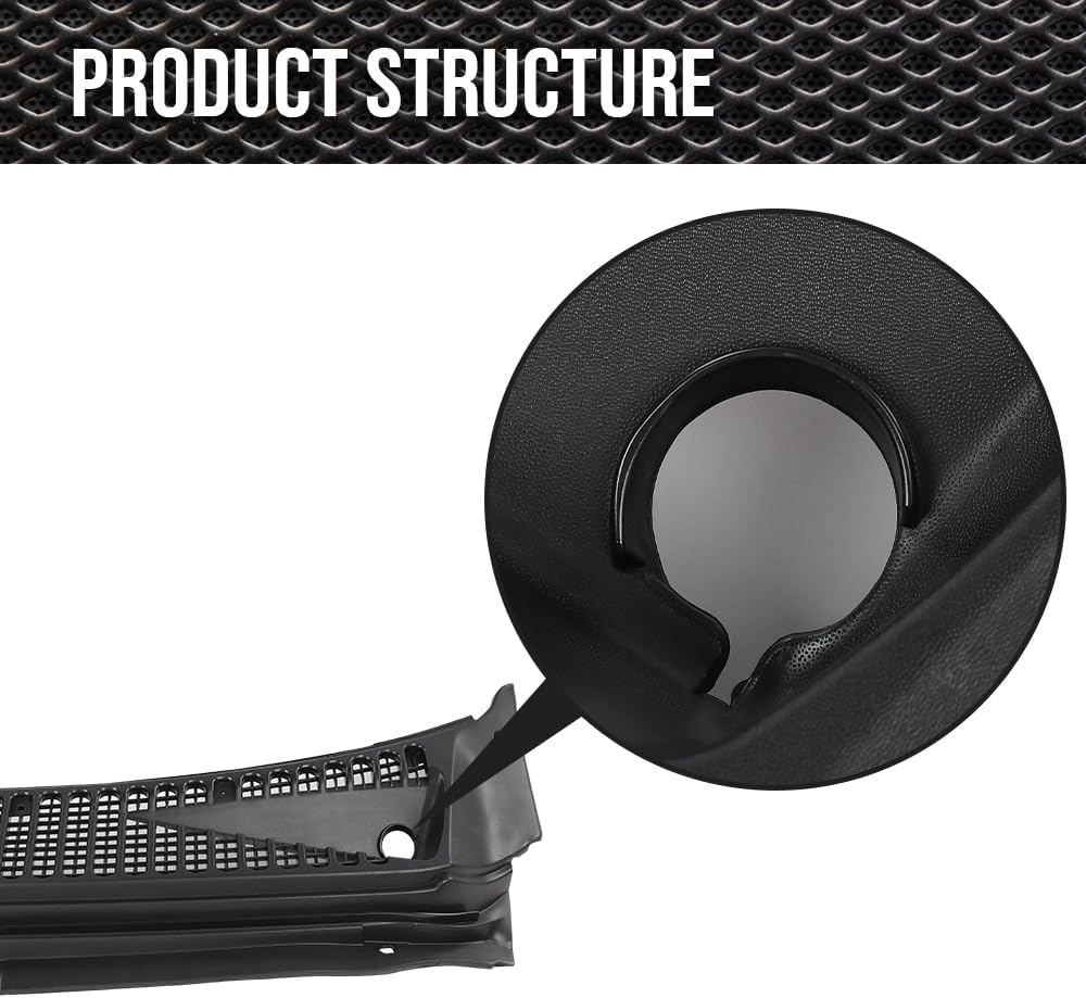 CNNELL Windshield Wiper Vent Cowl Screen Cover Grille Panel 2pcs Compatible with Ford F250 F350 F450 F550 Super Duty 1999-2007/Compatible with Ford Excursion 2000-2005