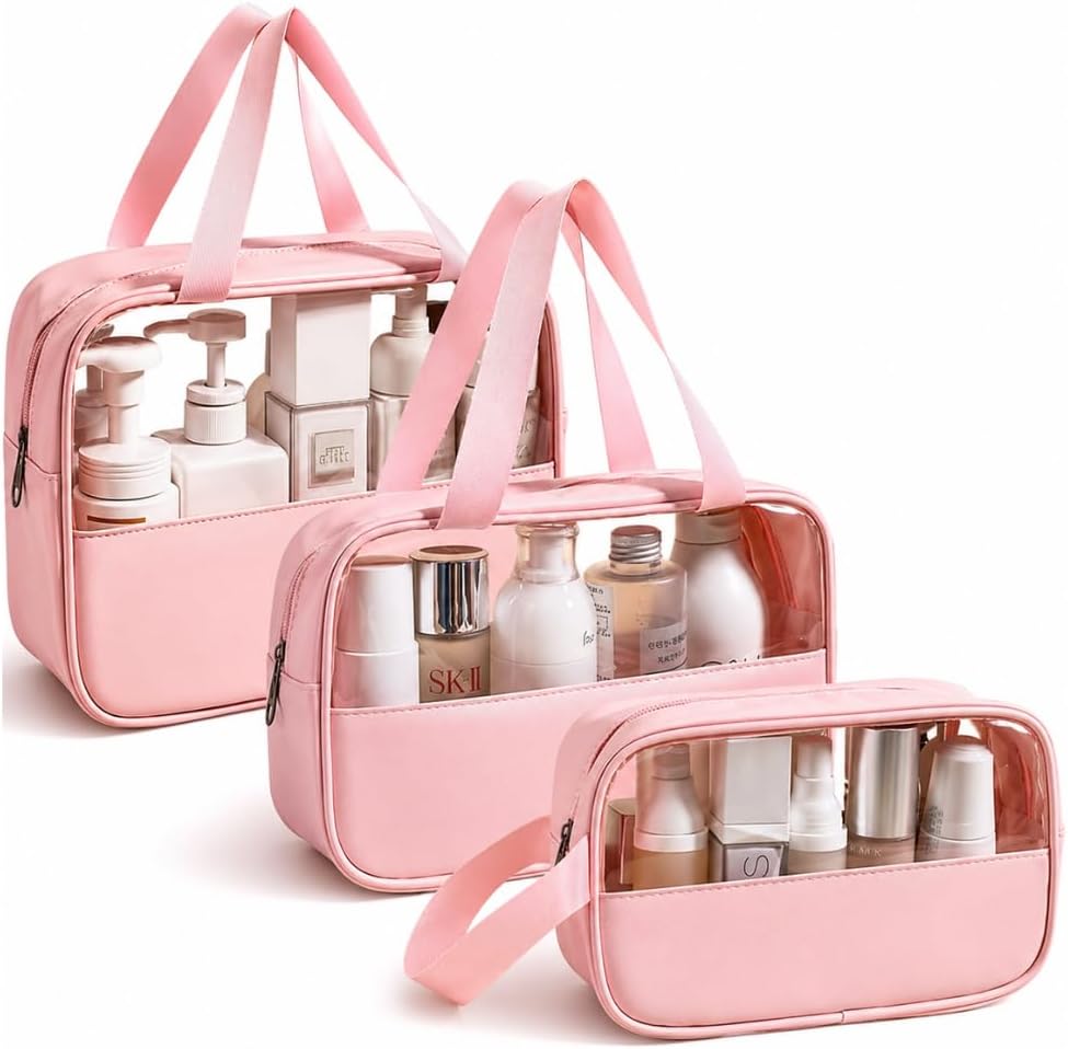 Kit Necessaire 3 em 1 Bolsa de Viagem para Maquiagem e Higiene Pessoal Unissex Washbag Transparente – Grande Capacidade Organizador em PVC Impermeável Ideal para Academia, Mala, Mala de Mão (Rosa) Kit Necessaire 3 em 1 Bolsa de Viagem para Maquiagem e Higiene Pessoal Unissex Washbag Transparente – Grande Capacidade Organizador em PVC Impermeável Ideal para Academia, Mala, Mala de Mão (Rosa)