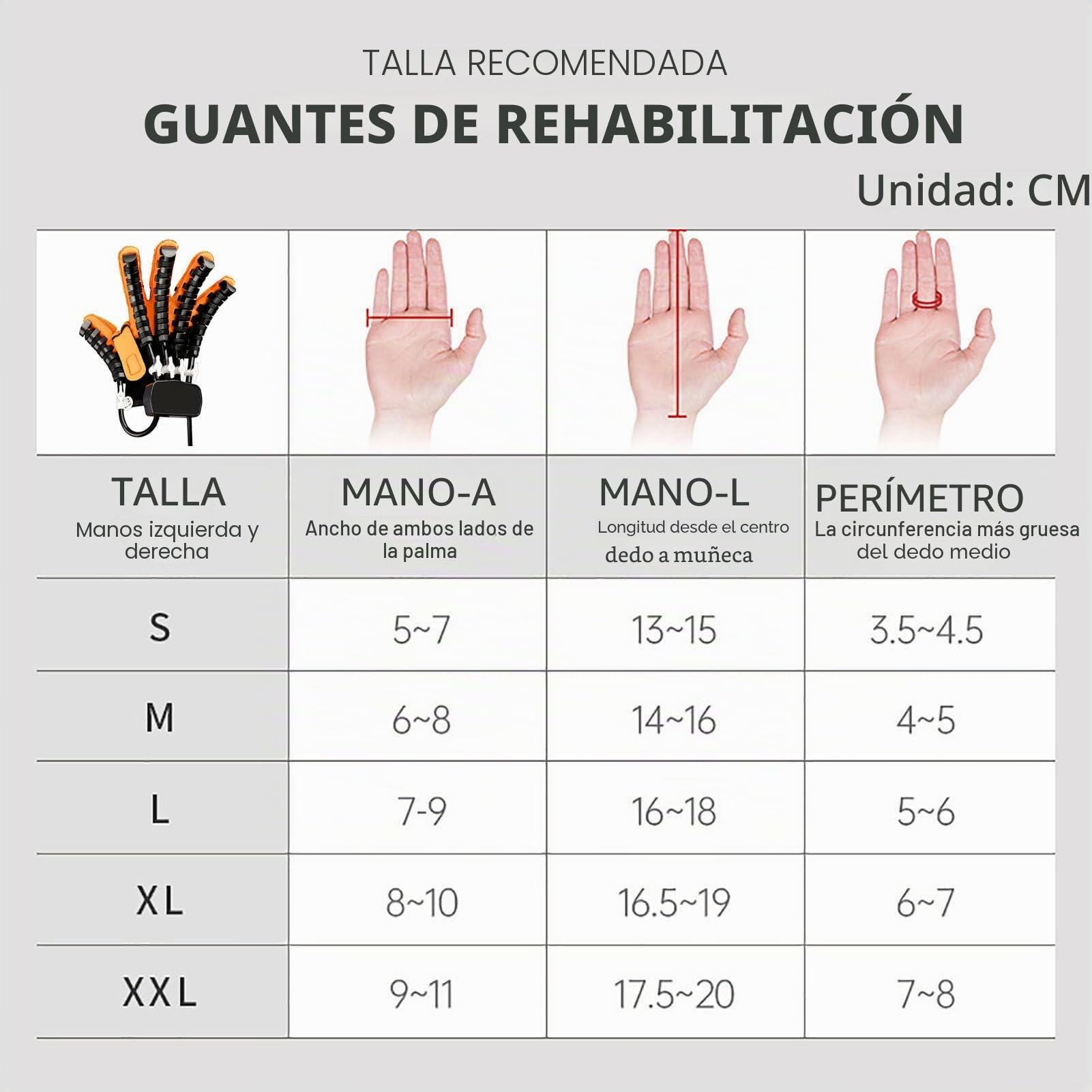 Rehabilitación Guantes De Robot, Ortesis Del Dedo, Alivio De Rigidez De Las Manos, Sida Del Ejercicio De Manos, Para La Artritis Cerebral De Artritis De La Parálisis Hem(Size:XL,Color:Mano derecha)