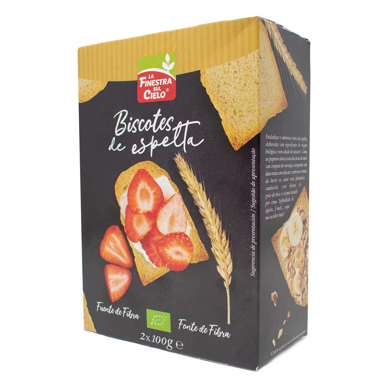 Biscotes de Espelta Bio La Finestra Sul Cielo 200 g 2 Paquetes Tostadas Ecológicas