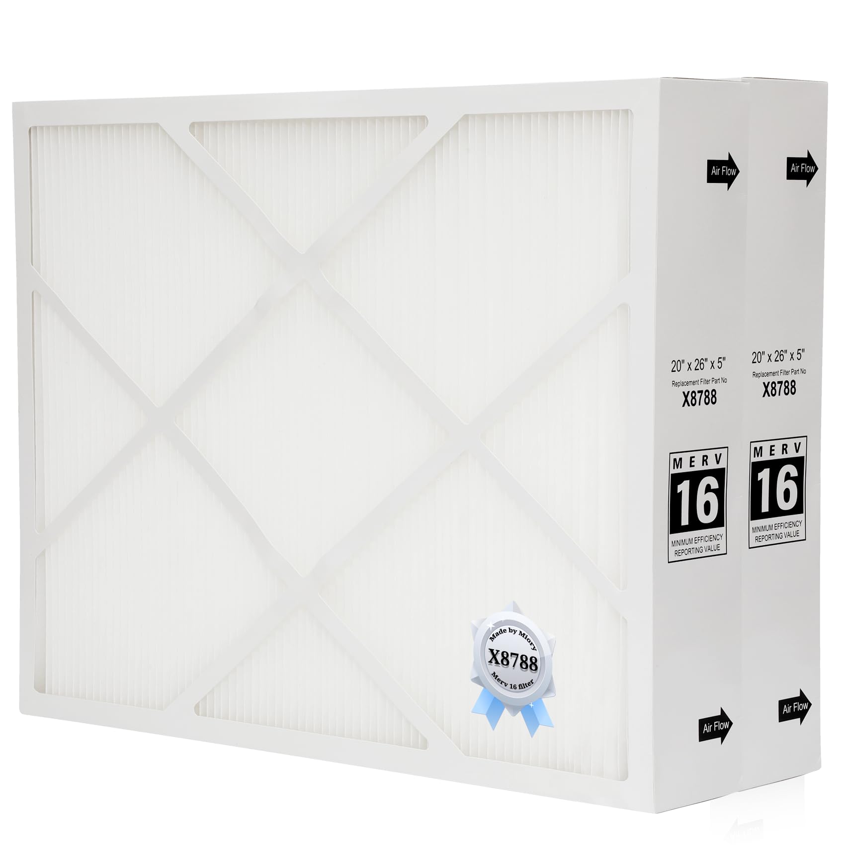 Upgrade X8788 MERV 16 Furnace Filter,20x26x5 Filter,X8788 Merv 16 Filter 20x26x5, X8788 Filter compatible with Lennox MERV16 Filter and PCO20-28 PureAir, X8788 merv 16,White