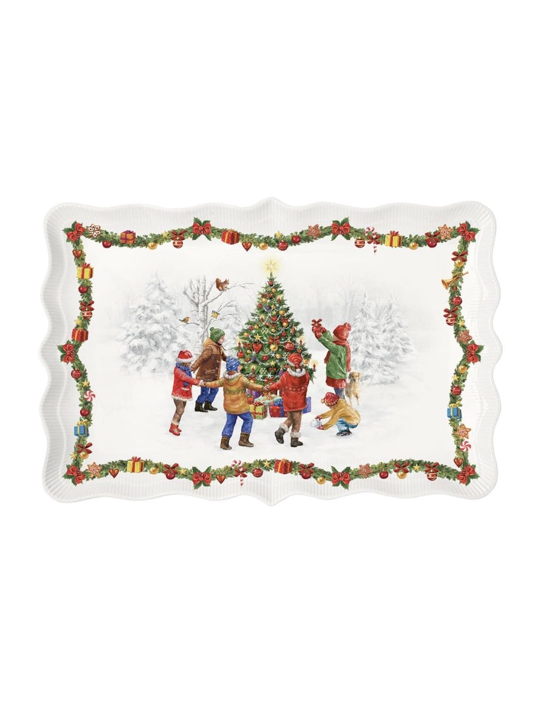 Plat rectangulaire porcelaine 40cm pour repas de Noël convivial
