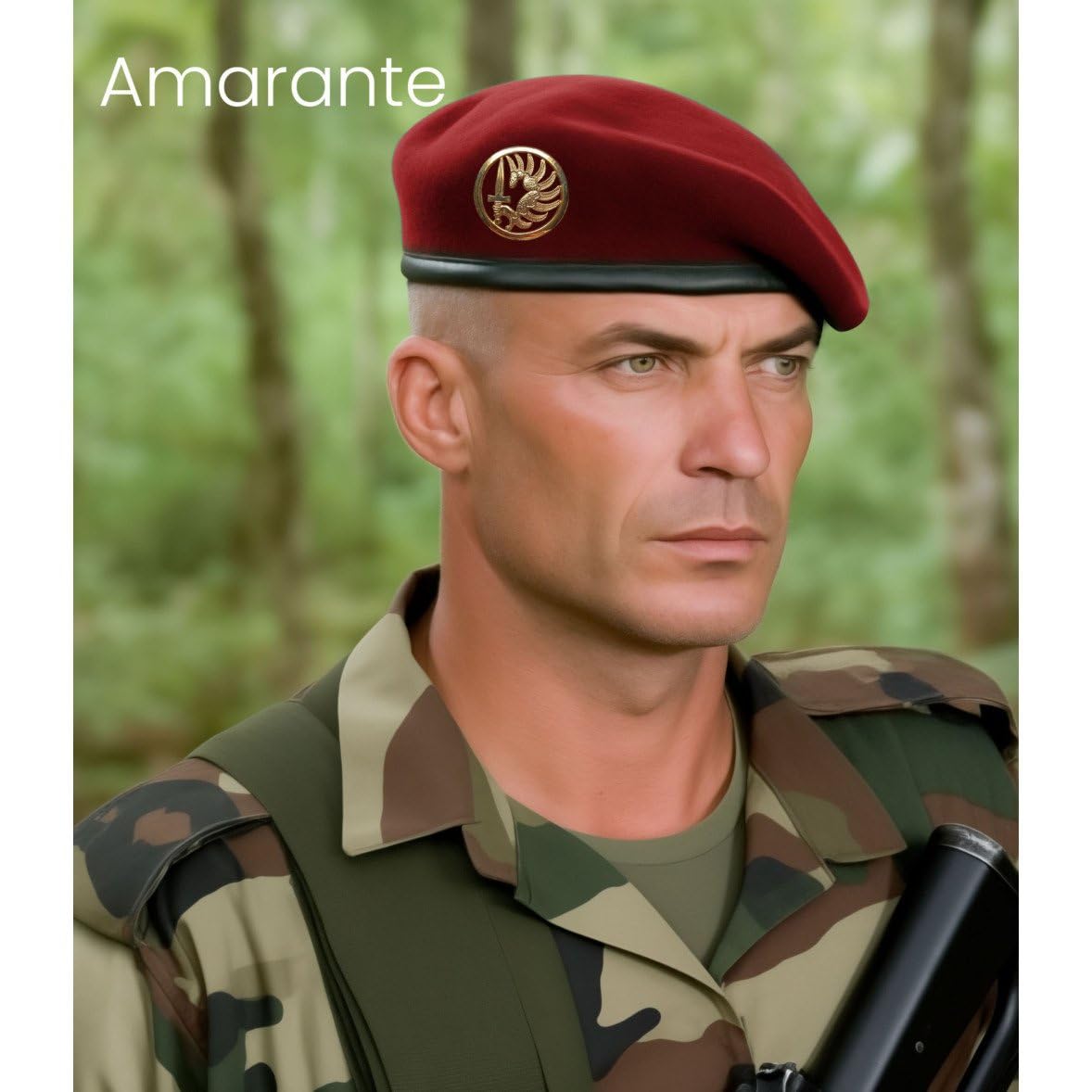 Patrol Béret Militaire Amarante Bord en Cuir Équipements