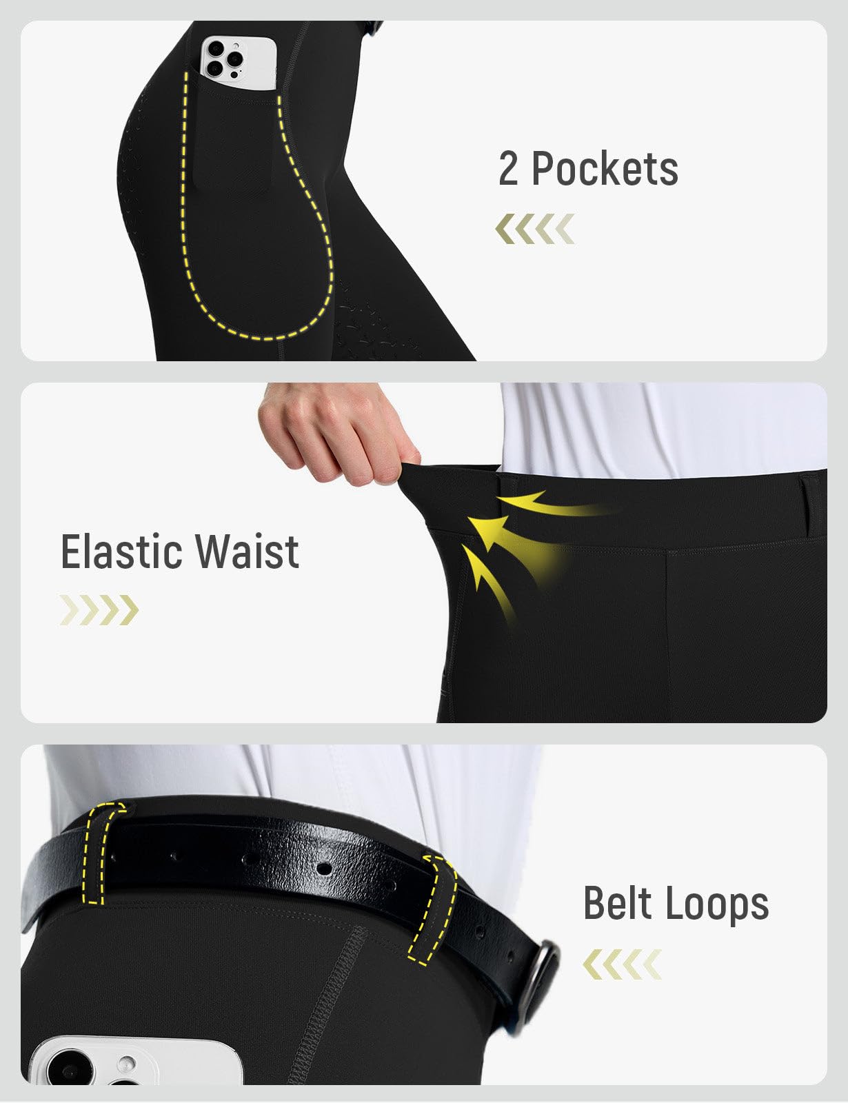 baleaf Leggings de equitación para mujer, pantalones de equitación para mujer, mallas ecuestres de asiento completo, agarre de silicona, para invierno, con bolsillos