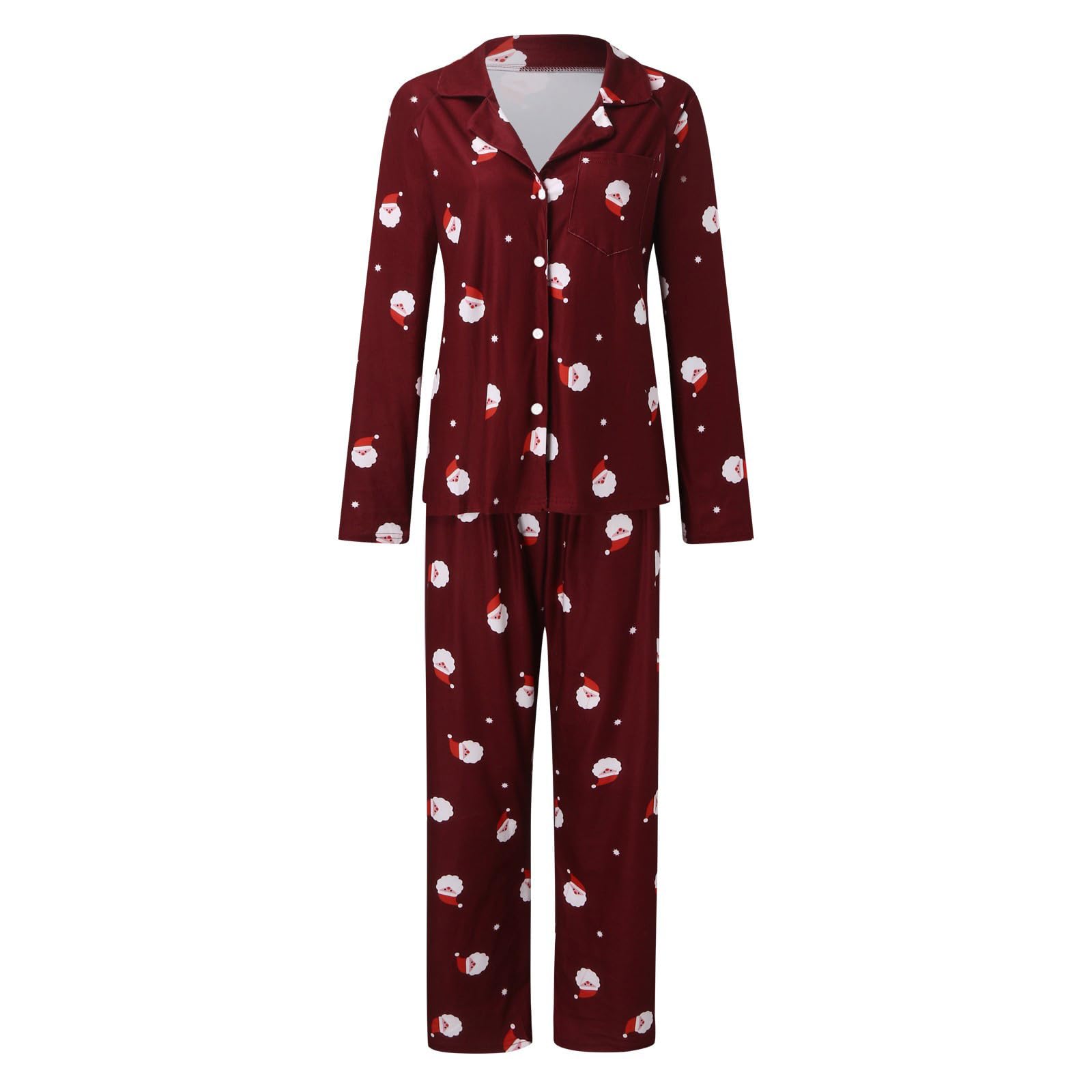 Generisch 2025 Kersttrui voor het hele gezin, kerstpyjama, bijpassende familiekerstset, bijpassende kerstpyjama's voor koppels, kerstman-nachtkledingset in moederstijl, rood, L