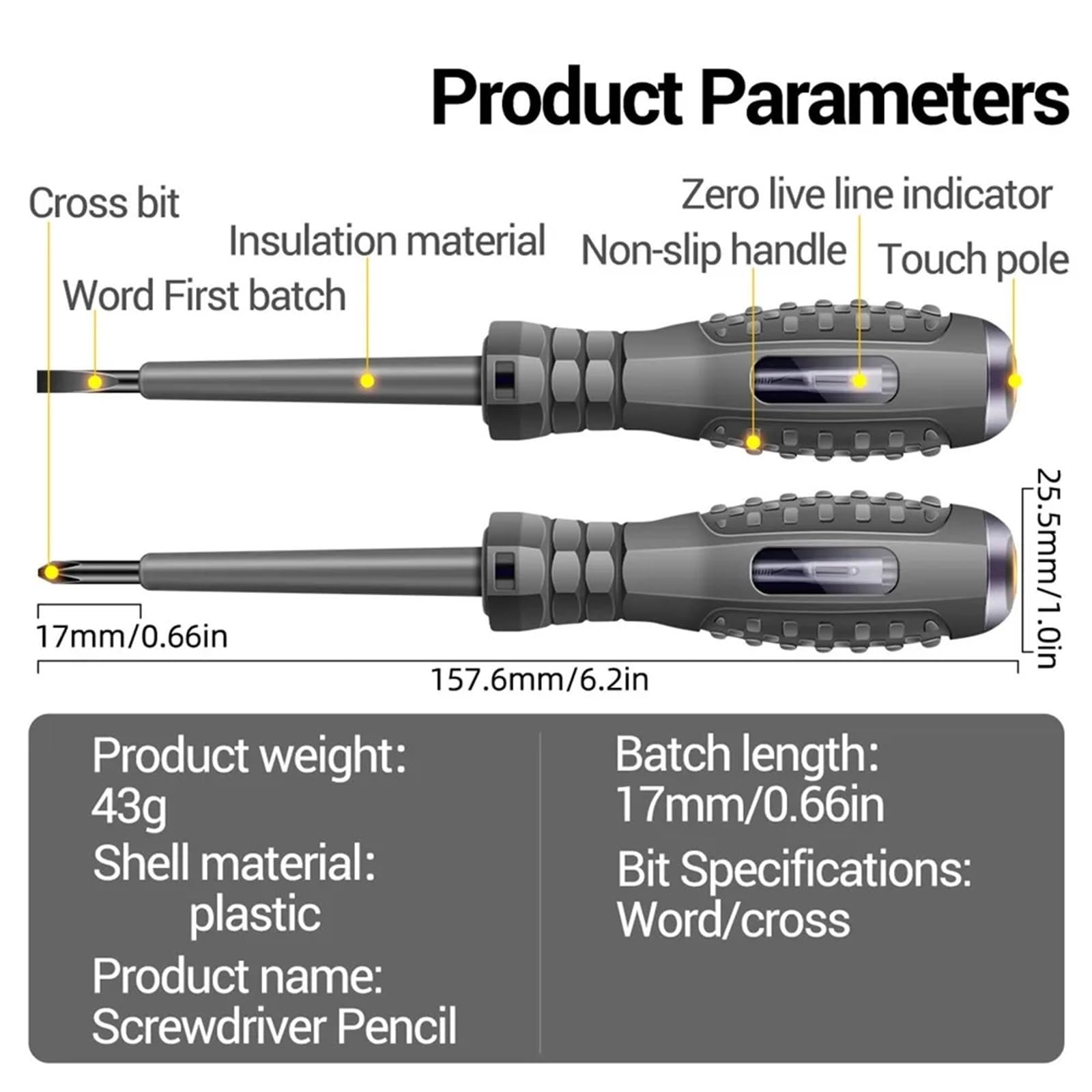 Spannungsprüfer, 5er-Pack Flach-/Kreuz-Elektriker-Schraubendreher 12-220 V Spannungsprüfstift Induktions-Elektriker-Schraubendreher Handwerkzeug,Autoelektrikwerkzeug(Crosshead)