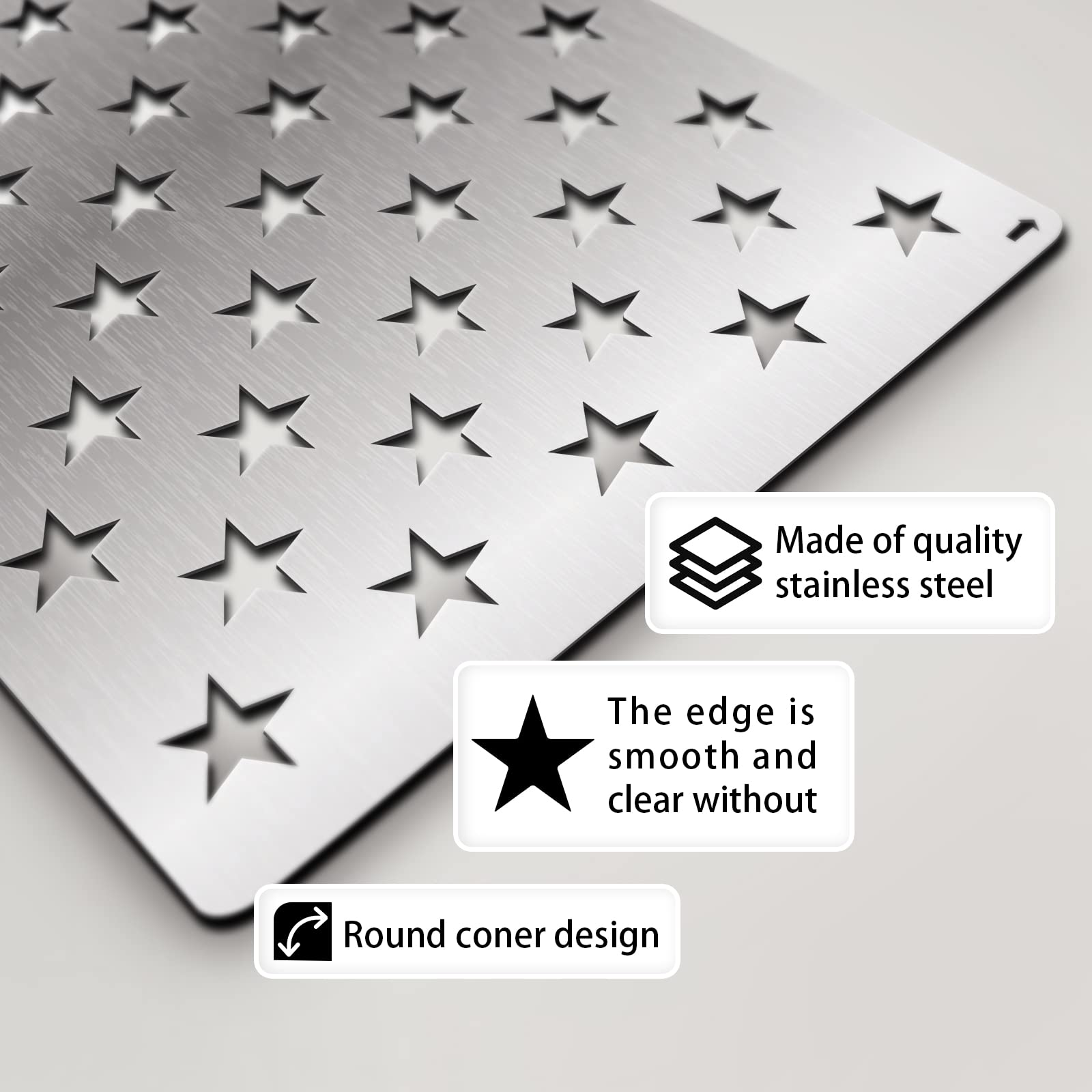 American Flag 201 Stainless Steel 50 Stars Stencil, Metal Flag Templates, for Carving Stars on Wood, Fabric, Paper, Walls Art, Artists' Drawing