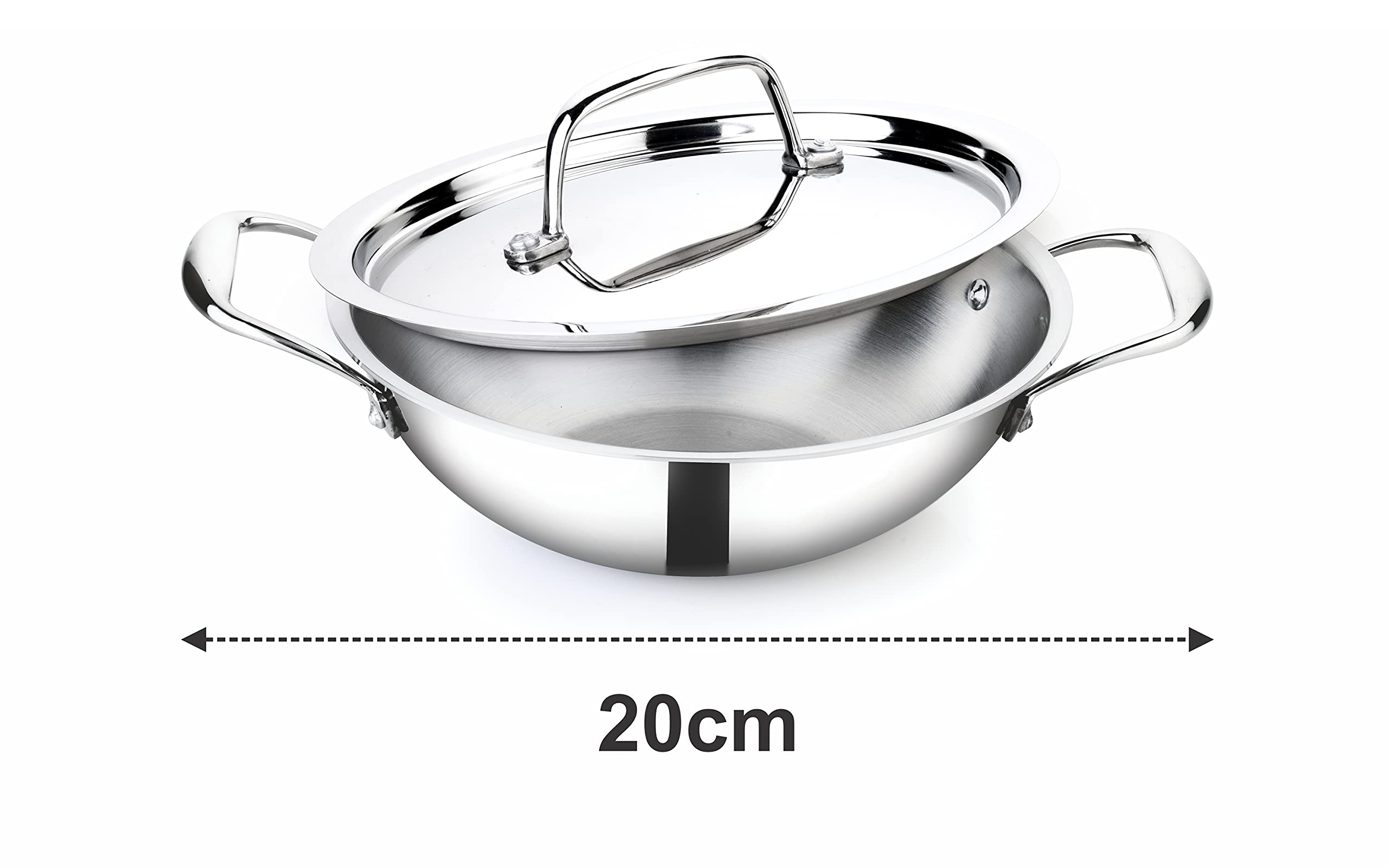 Crystal TriPro -Triply Stainless Steel Kadai with Lid - 20 cm (Induction Bottom) 2