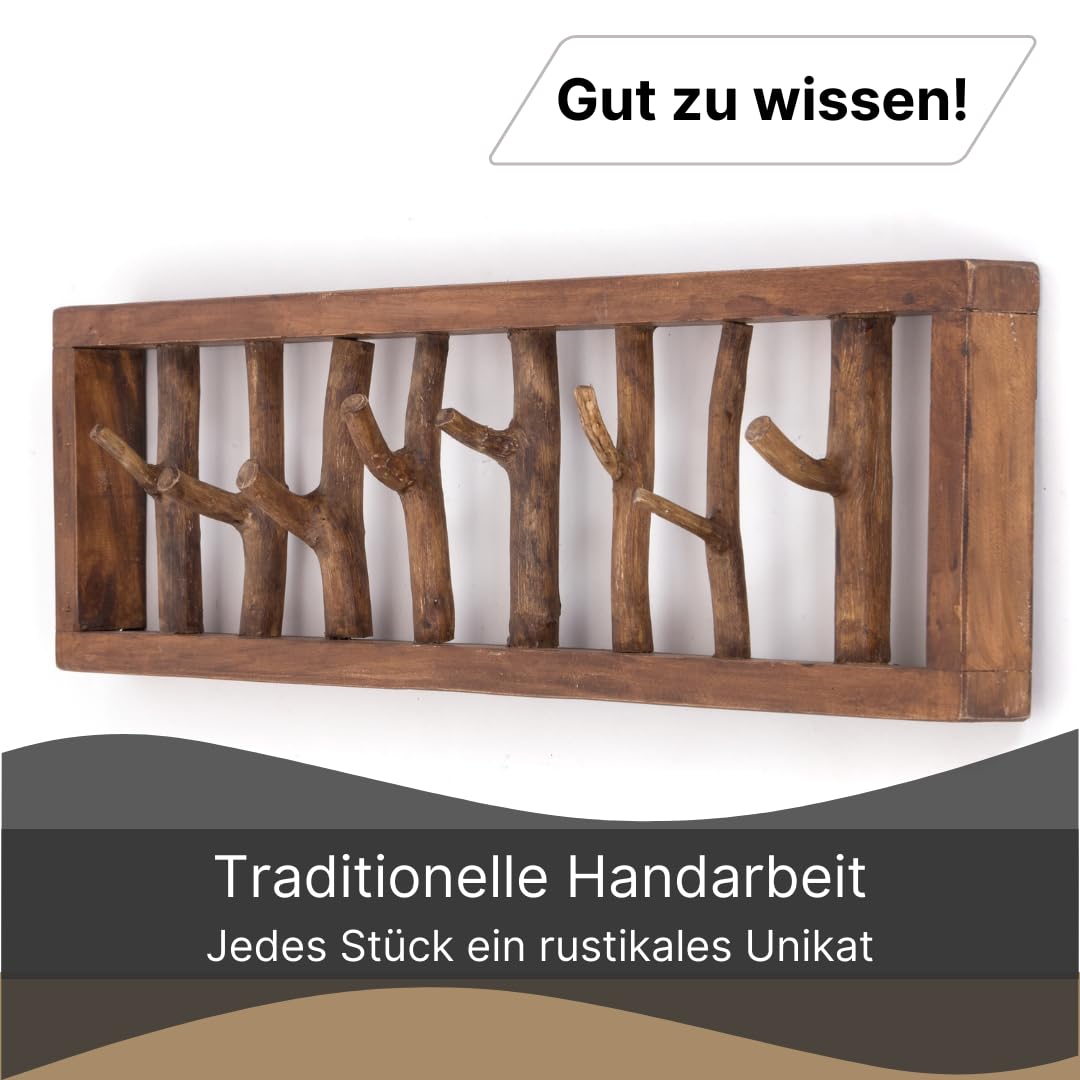 DESIGN DELIGHTS WANDGARDEROBE TREIBHOLZ UNIKAT | 82x22x12 cm, Recyclingholz, Shabby Chic | Kleiderhaken