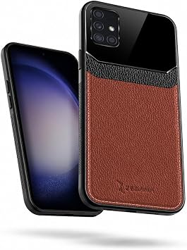 Zebana Samsung Galaxy A71 ile Uyumlu Kılıf Zebana Lens Deri Kılıf Kahverengi