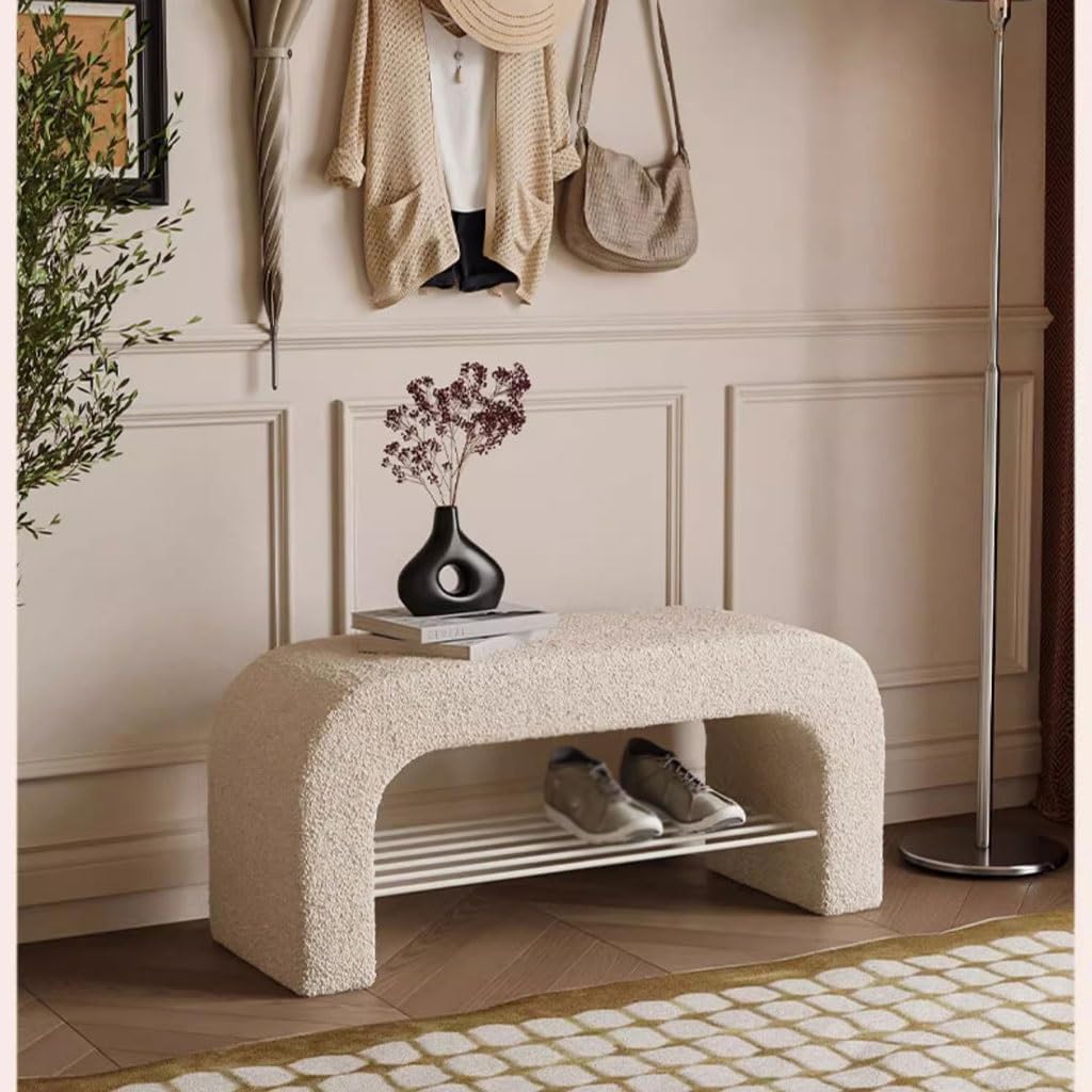 Foot Stools Ottoman Shoe Bench Shoe Changing Bench Bedroom Bed End Bench Bench Living Room Sofa Bench Can Sit Shoe Rack Shoe Changing Stool(Color:A)