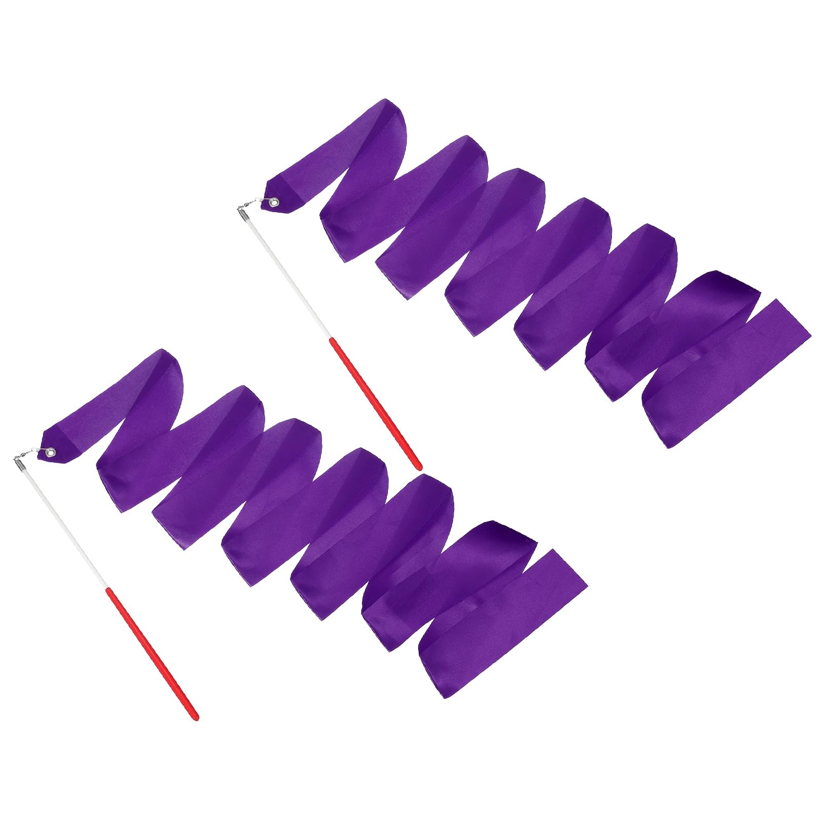 YELARXI 2 Pcs Dance Ribbons, 78.7" Gymnastics Ribbon Streamers, Rhythmic Dance Twirling Sticks with Non-Slip Red Wand -Fitting for (Gymnastics/Talent Shows/Artistic/Party) Purple