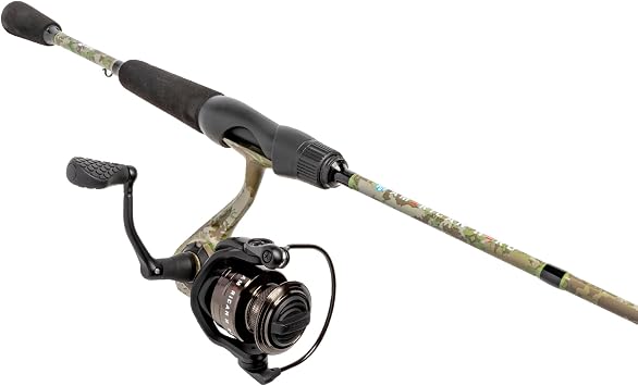 Lews American Hero Camo Spinning Reel and Fishing Rod Combo, IM7 Graphite Rod, Interchangeable Retrieve, Camo/Black