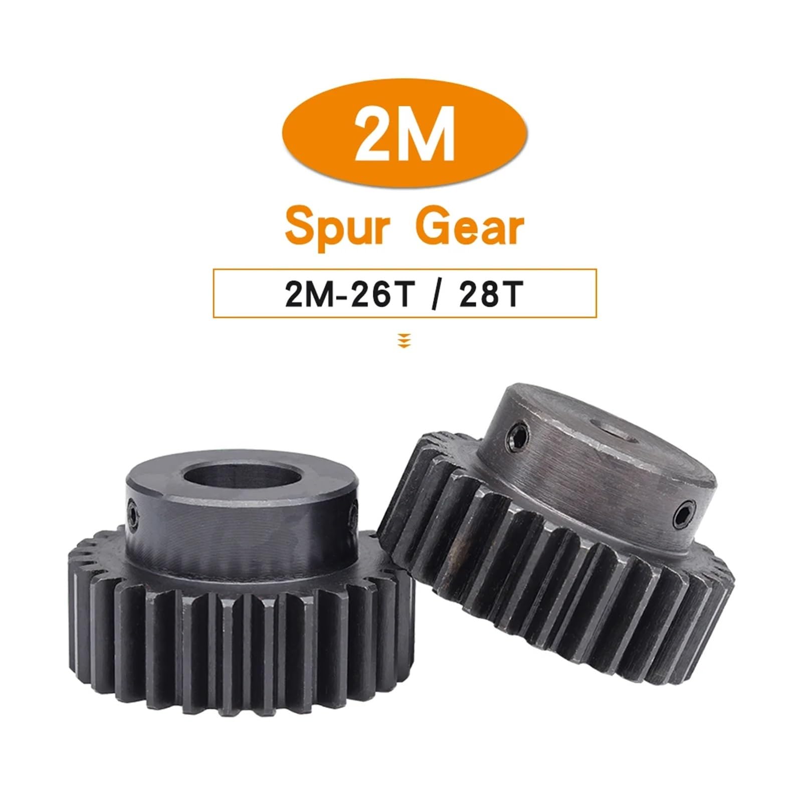 Bevel Gear Pinion Hardware Mechanical Worm Gear 2M-26T/28T Bore Size 8/10/12/14/15/18/19/20mm Gear Wheel Blackening Carbon Steel Teeth Height 20mm(15 mm-2M-26T)