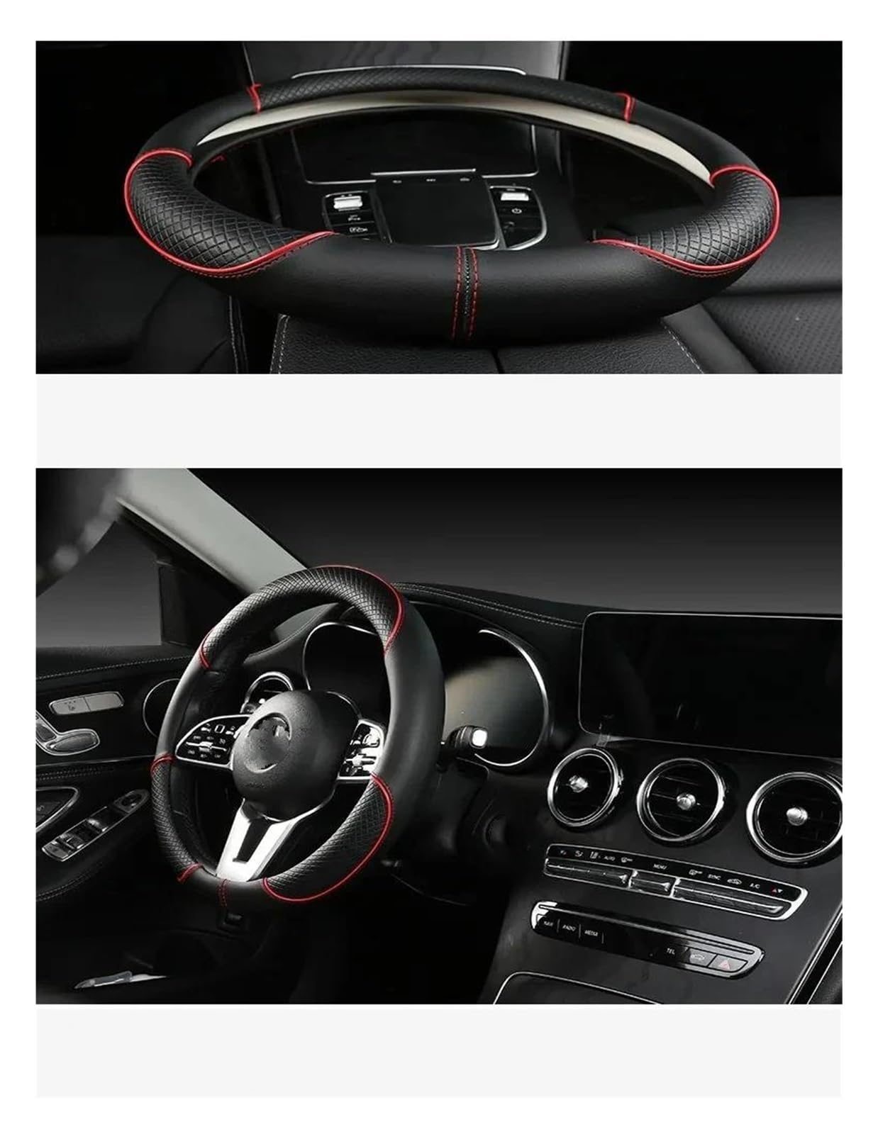 Protector Funda para Volante Cuero con Diseño Venas Antideslizante Universal para Todas Las Estaciones Duradera 14,5 A 15 Pulgadas Funda del Volante(Azul)
