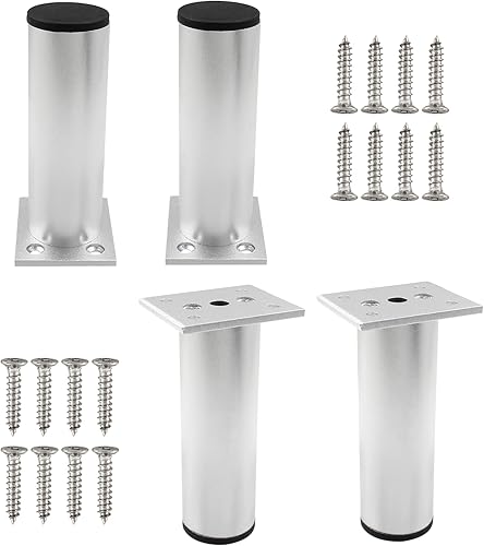 Miniatura 22 de Juego de 4 patas de muebles de aleación de aluminio de 3 pulgadas de altura, patas ajustables de gabinete de 1.5 pulgadas de diámetro, patas