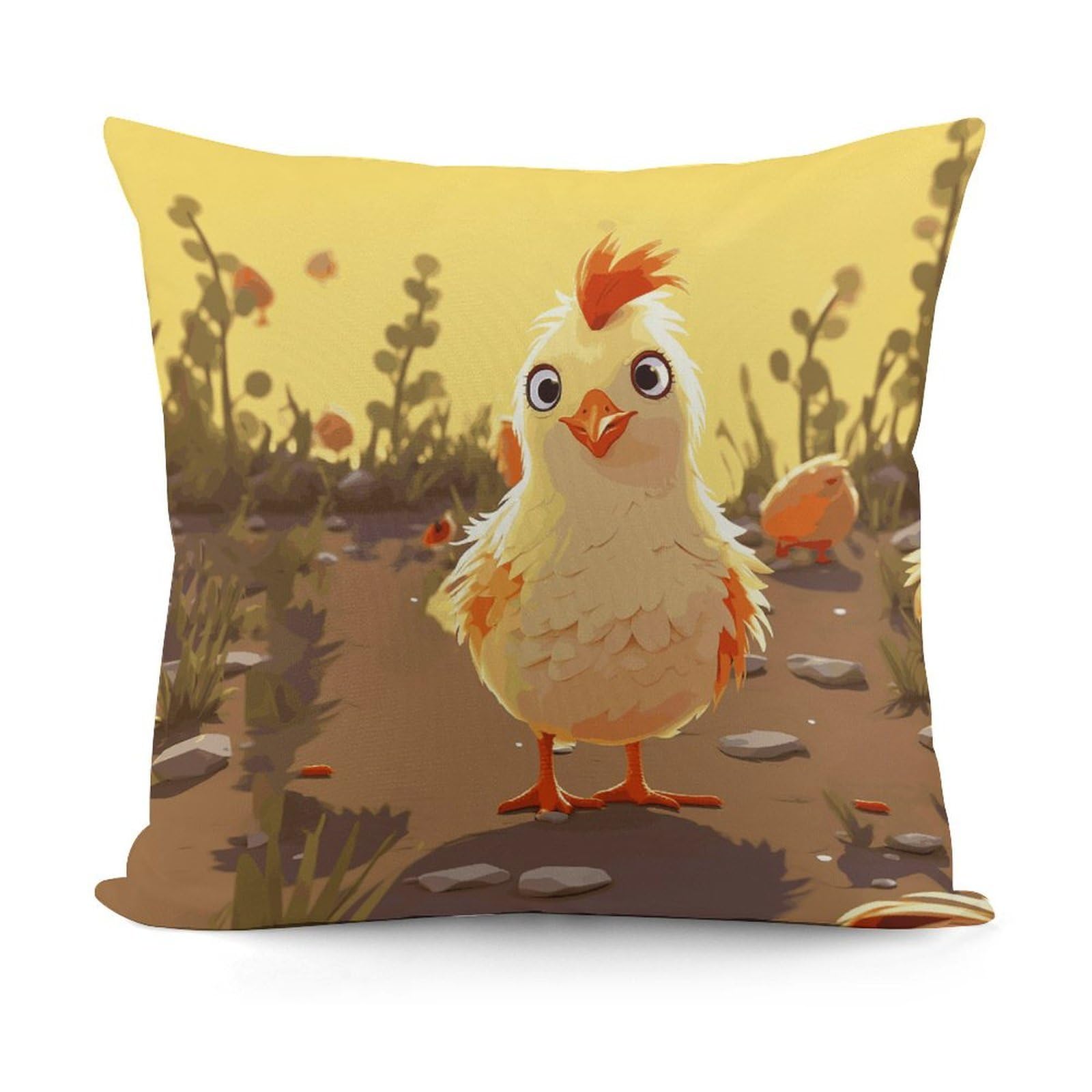 JTREHY Chicken Chick Pillow Covers Decorative Throw Pillow Covers Soft Decor Couch Cushion Case Modern Square Pillow Cases Summer Pillow Cover for Sofa Living Room 18x18 in