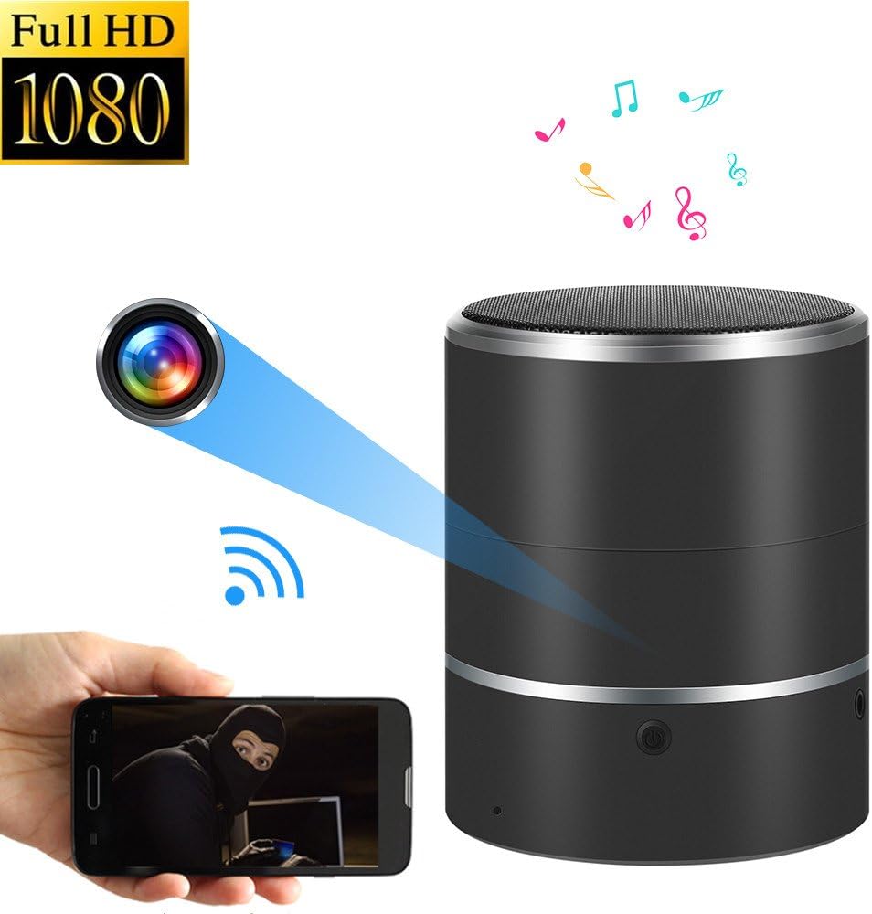 WNAT Hidden Camera 1080P WiFi HD Spy Camera Bluetooth Speakers - Wireless Mini Camera Rotate Left/Right 180° Video Recorder Real-Time View Nanny Cam