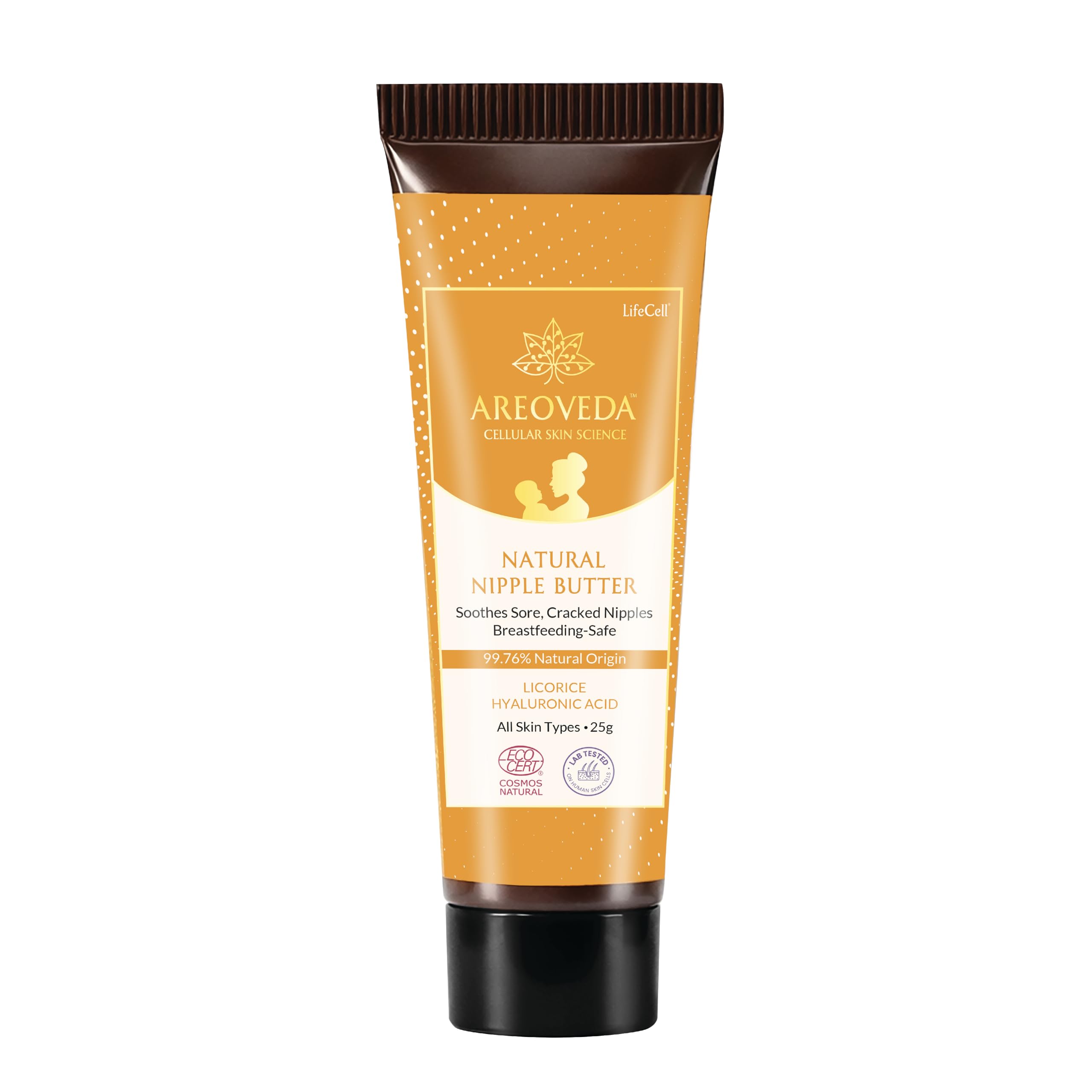 AreoVeda Natural Nipple Butter cream (25gm) With Tumeric Extract & Ghee - Soothes Cracked, Sore & Dry Nipples | Breastfeeding & Baby Safe | Non-greasy, Fast Absorbing & Moisturises The Skin | Lab Tested and Ecocert Certified-image-2