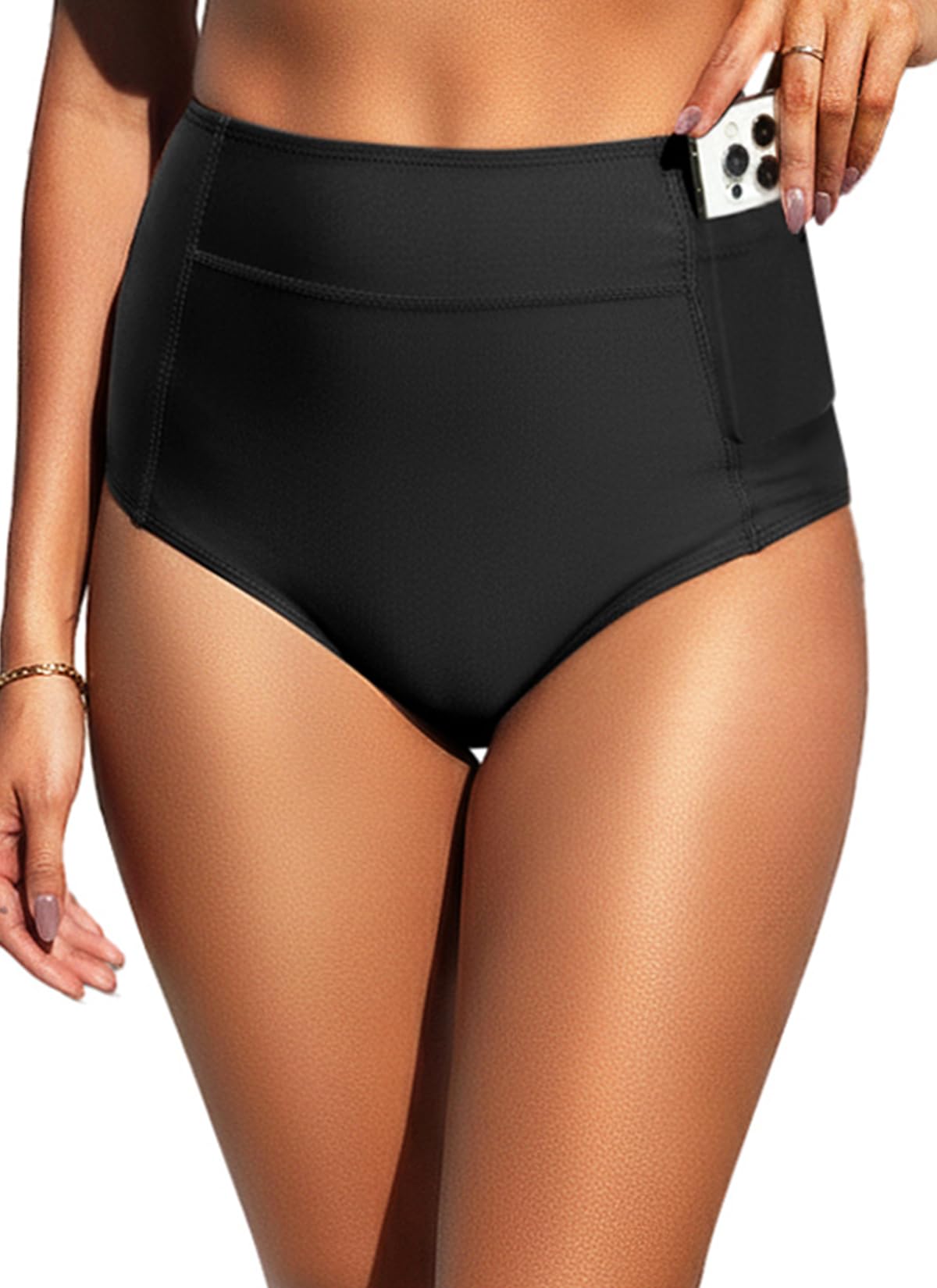 Tempt Me Women High Waisted Swimsuit Bikini Bottoms - Tummy Control Swim Bottom Full Coverage Bathing Suit with