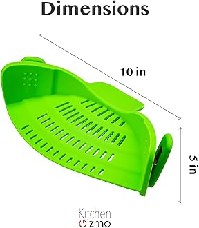 Kitchen Gizmo Snap N Strain Pot Strainer and Pasta - Adjustable Silicone Clip On for Pots, Pans, Bowls Lime Green