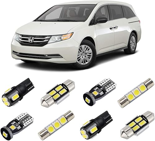 Kit de luces interiores LED blancas para Honda Odyssey 2011 2012 2013 2014 2015 2016 2017 súper brillantes 6000K bombillas LED interiores paquete +