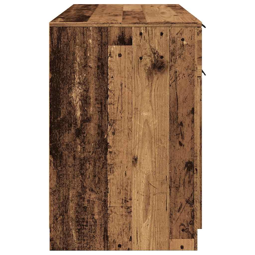 Schreibtisch Altholz-Optik 100x50x75 cm Holzwerkstoff mit Schublade und Fächern für Büroorganisation, minimalistisches Design, robust und stabil mit Wandhalterung