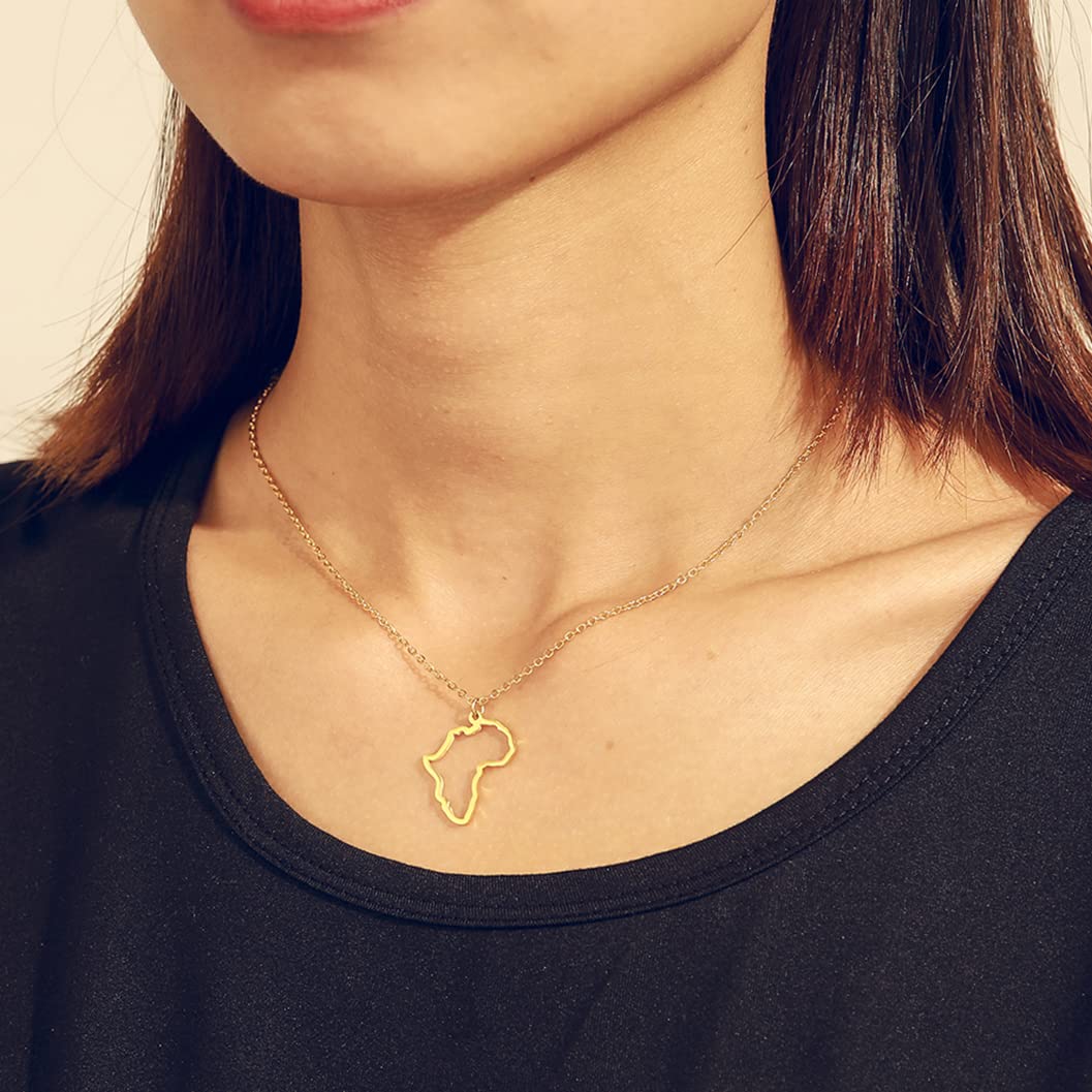 unift Collana con Ciondolo Mappa per Donna Uomo Scava Fuori Fascino Mappa Africa Contorno Ciondolo Collane Gioielli