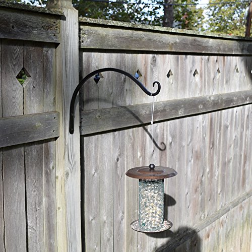 Gray Bunny Outdoor Plant Hanger Hook, 14” Large Modern Sleek Heavy Duty Iron Wall Hooks For Bird Feeders, Lanterns, Wind Chimes, Patio Decor - Black #TOP7