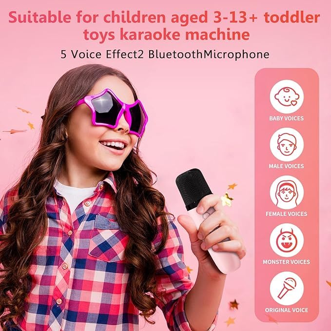 Image of SingStar Karaoke Speaker and Wireless Mic for Kids Toddlers Bluetooth Portable for Girls Boys Ages 4, 5, 6, 7, 8, 9, 10+ Years (Pink)