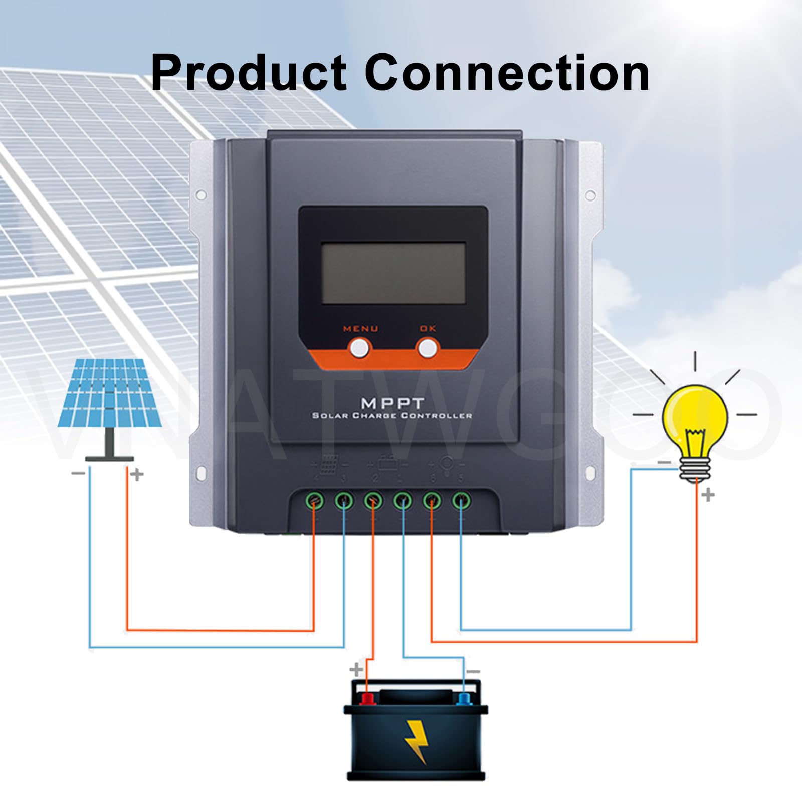 Regulator łAdowania SłOnecznego Mppt, 12V/24V 20A/30A, Z WyśWietlaczem Lcd, Zabezpieczenie Przed PrzełAdowaniem, Czujnik Temperatury Do Zastosowań Na Placu Budowy, OśWietlenia 12/24V30A